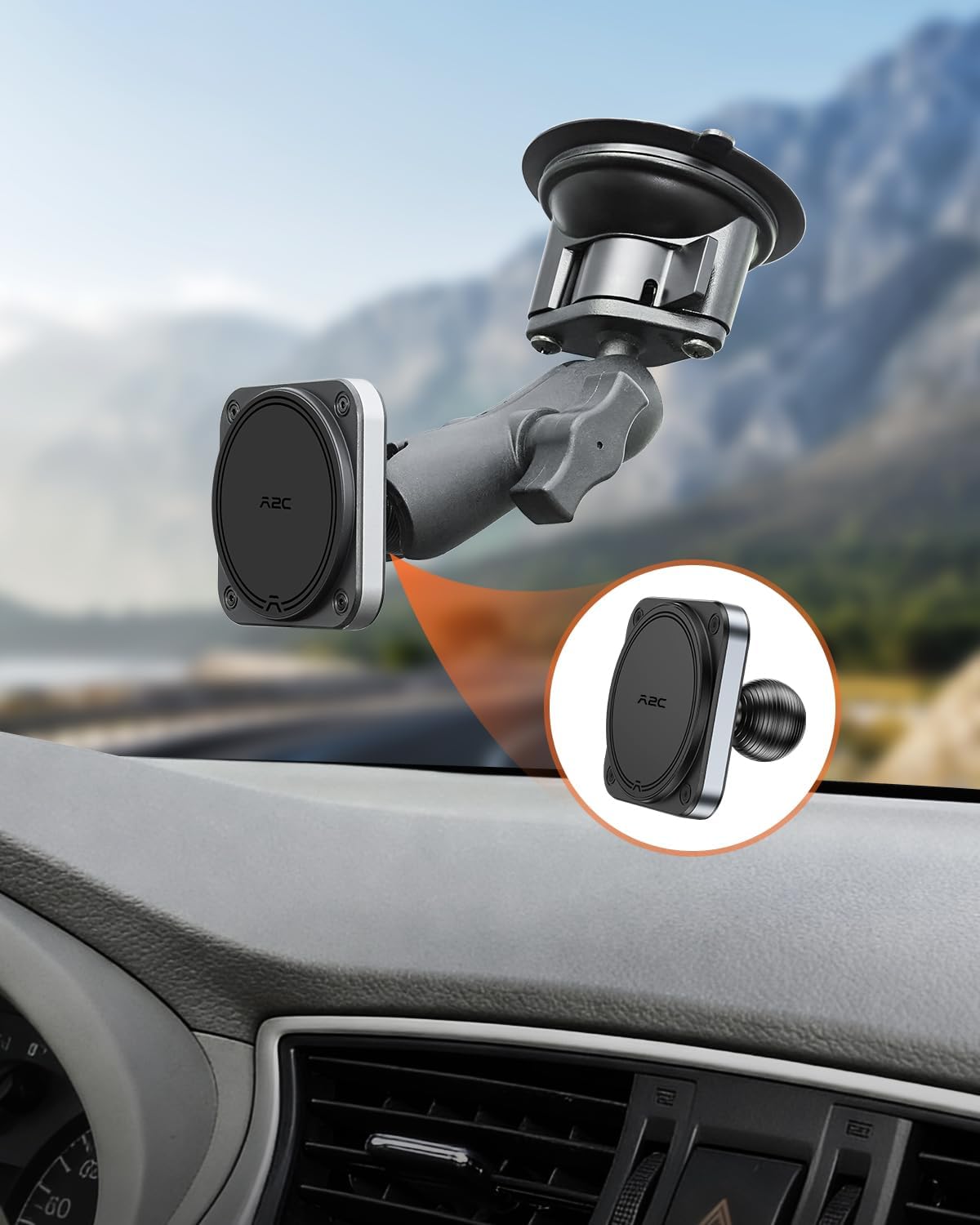 APPS2Car 1" 17-12 Heavy Duty Magnetic Phone Holder Base with Ball for MagSafe iPhone Series, Compatible with RAM mounts