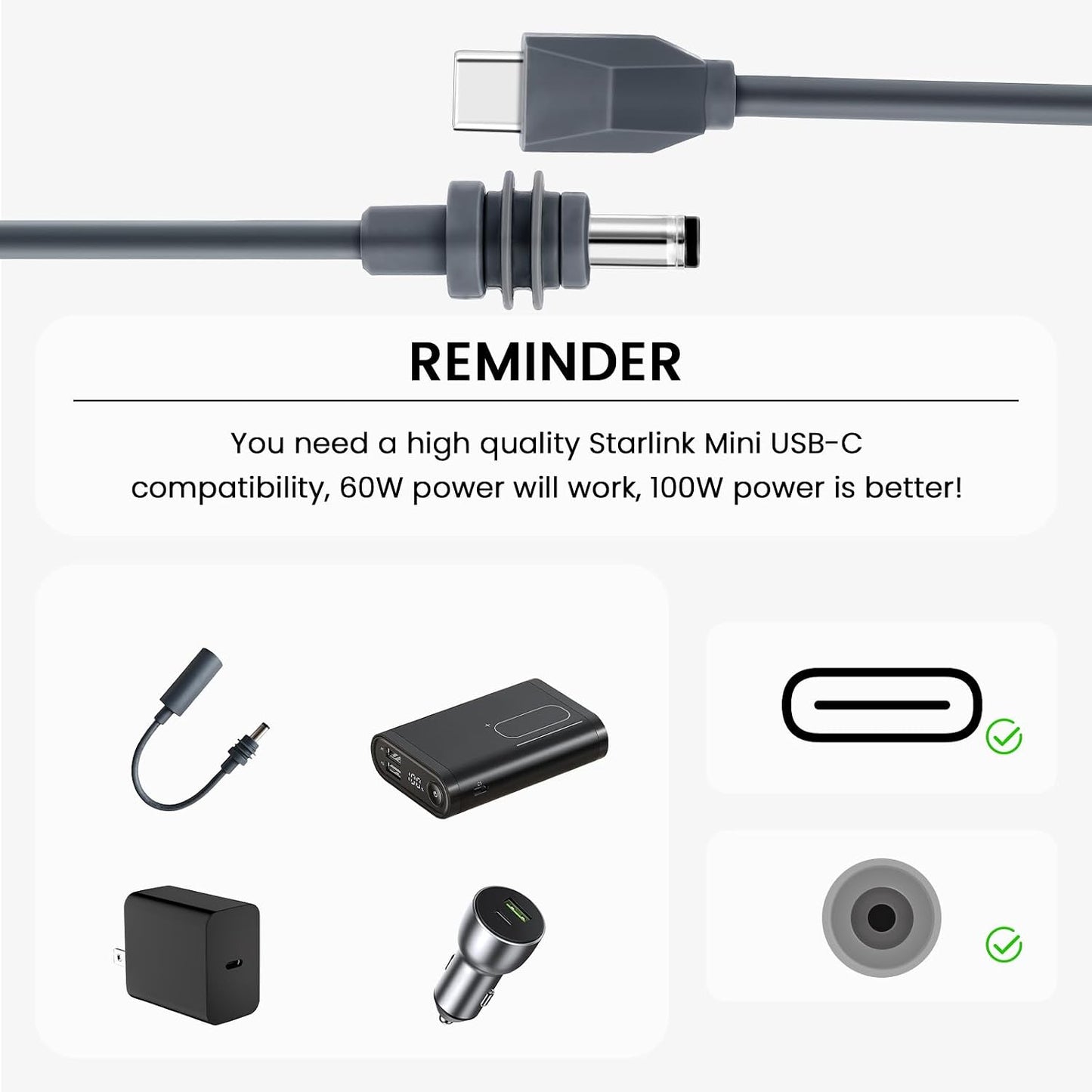 (10FT) Starlink Mini Cable, Starlink Mini USB C to DC Power Cable, Waterproof Design, Plug and Play, Suitable