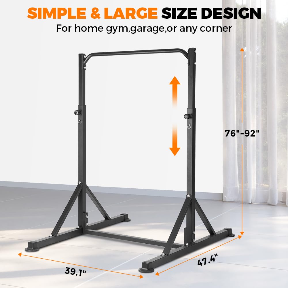 ONETWOFIT Pull Up Station, Power Tower Adjustable Pullup Bar Multifunction Strength Training Workout Gym Equipment Free Standing Chin up Bar for Home Outdoor, Support 440LBS (Black)