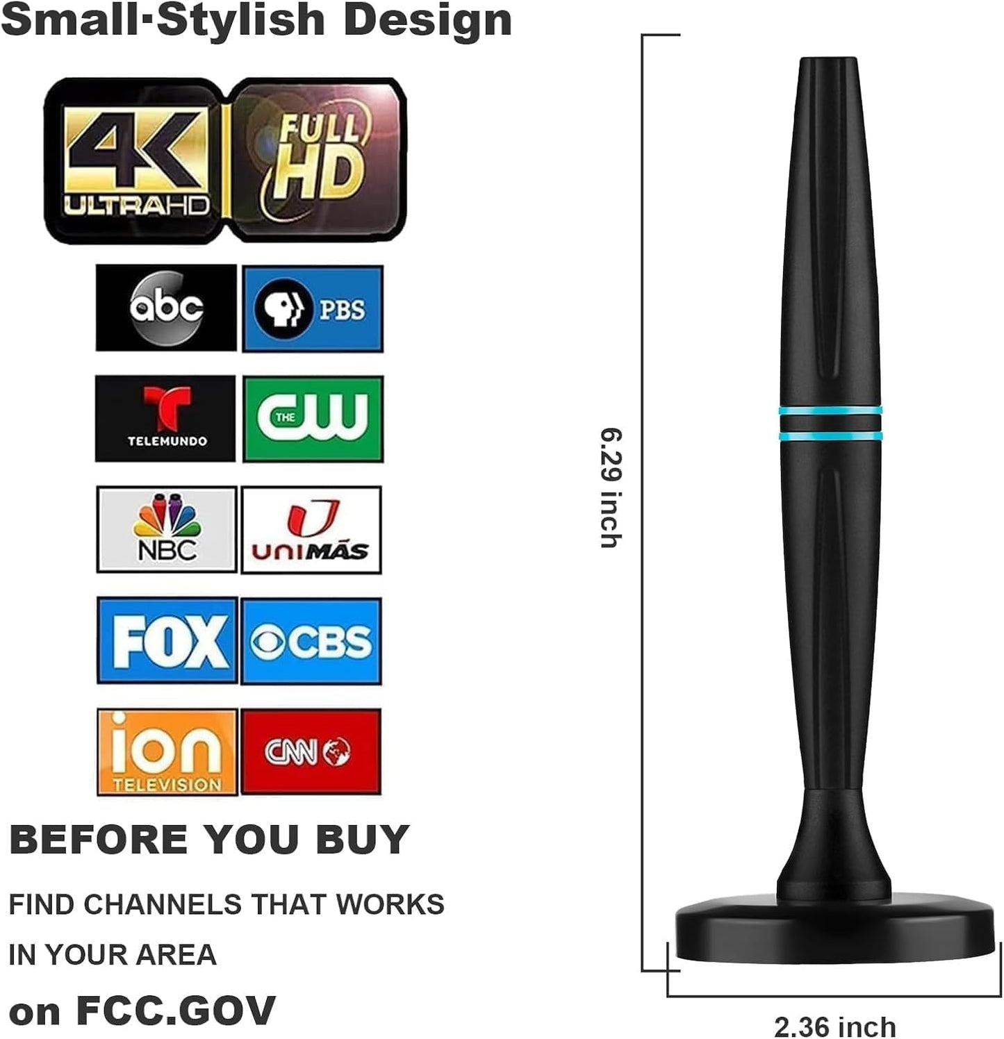 Lyrwihn 4K 1080p 18ft TV Antenna Indoor, Antenna for Smart TV, Support with Signal Booster for Local Channels, Long