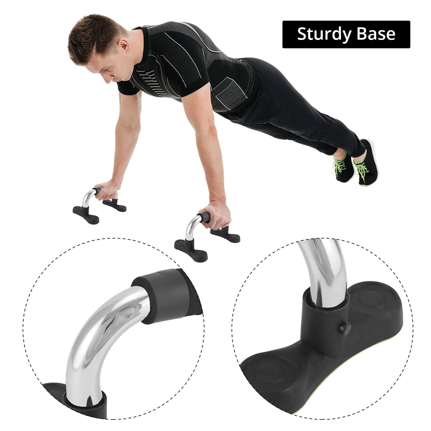 QWORK Steel Push Up Handles for Floor, Portable Push Up Stands with Non-Slip Grip, Angled Incline