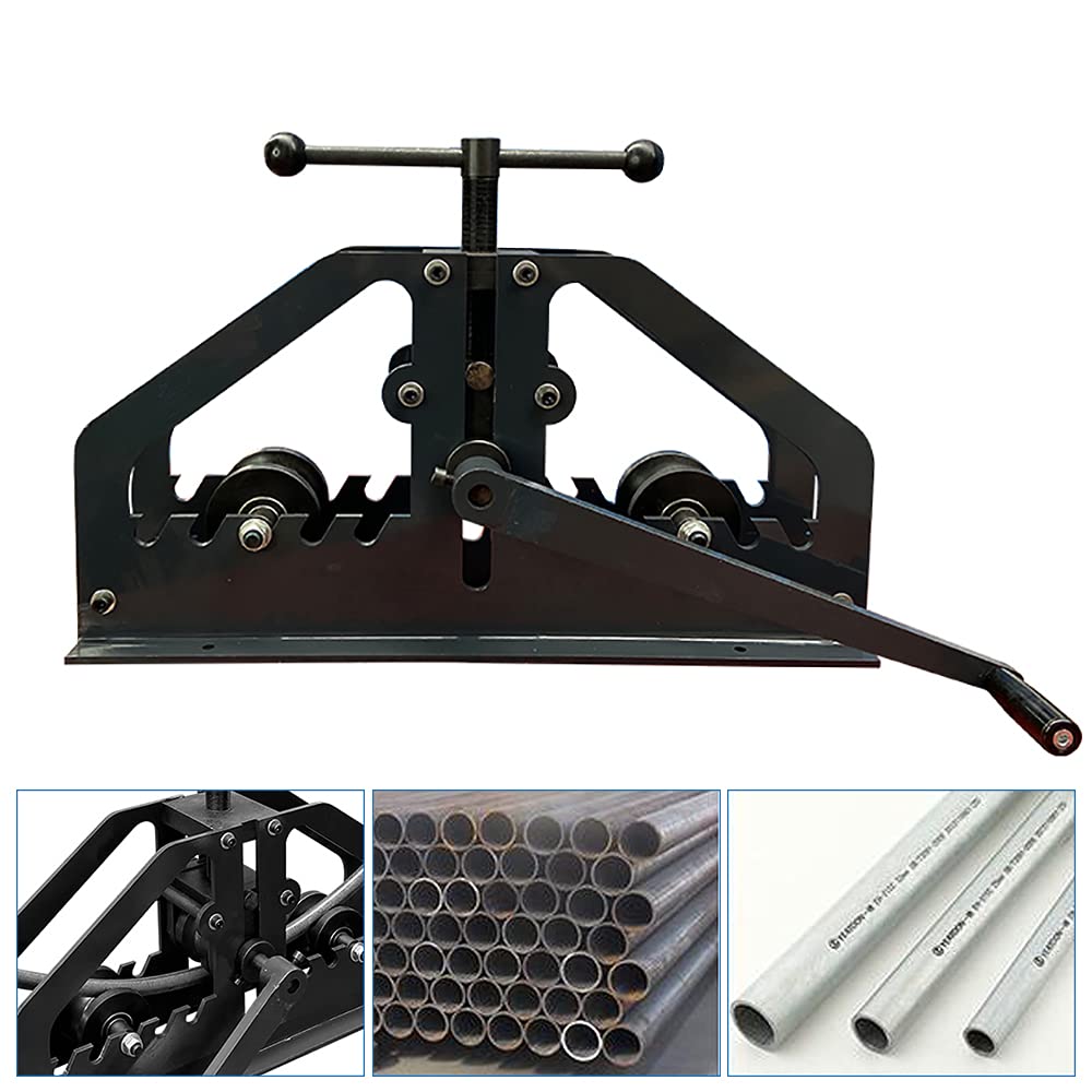 Manual Metal Tube Bender Machine, 1-1/4" to 2" Round Roller Stretcher Shrinker Bench Bending Set GDAE10 Heavy Duty Pipe Bender Tubing Notcher Durable Working Tools TR-60 for Flats, C Channel, Square