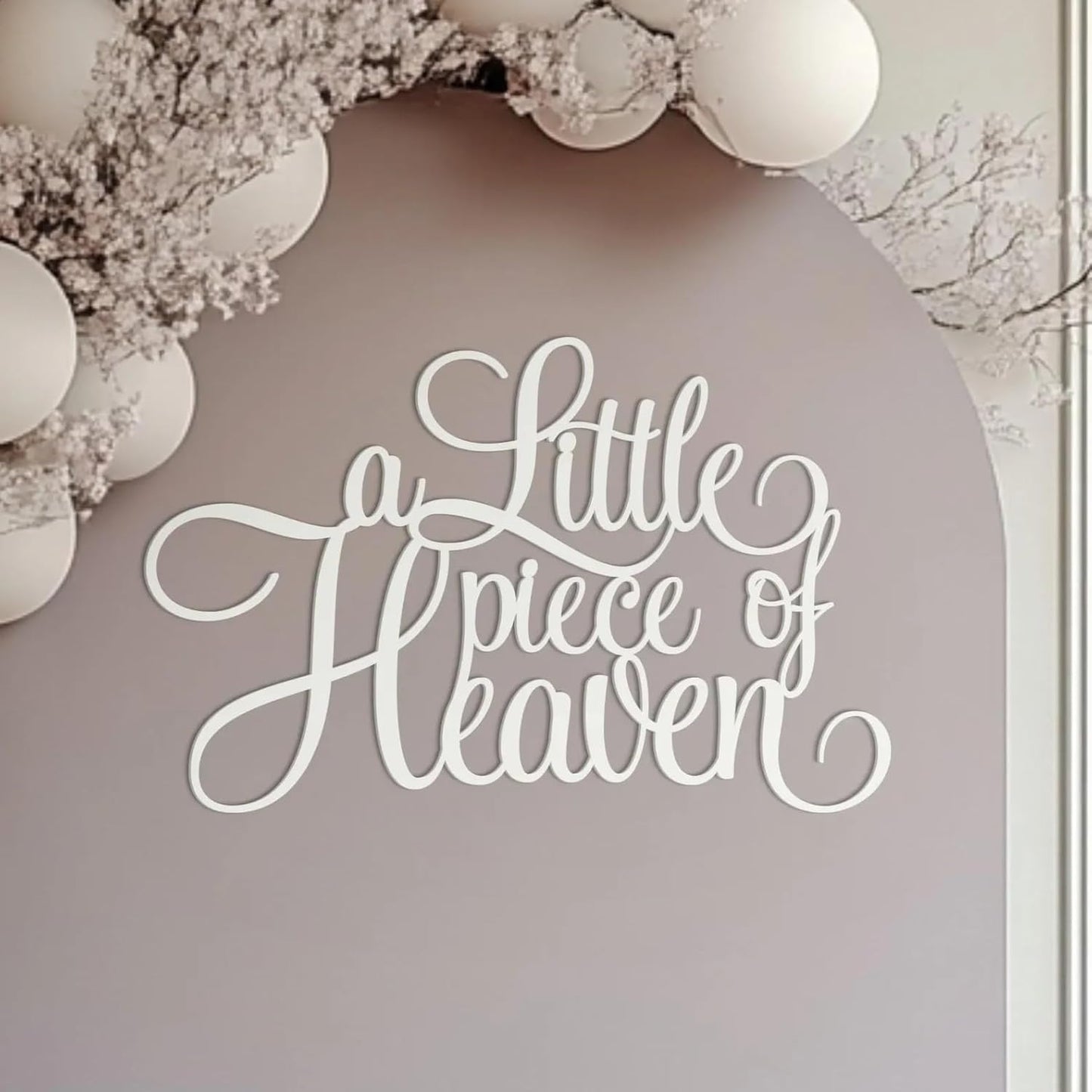 Wooden A Little Piece of Heaven - Baby Shower Decorations | Heaven Theme Birthday Wall Decor