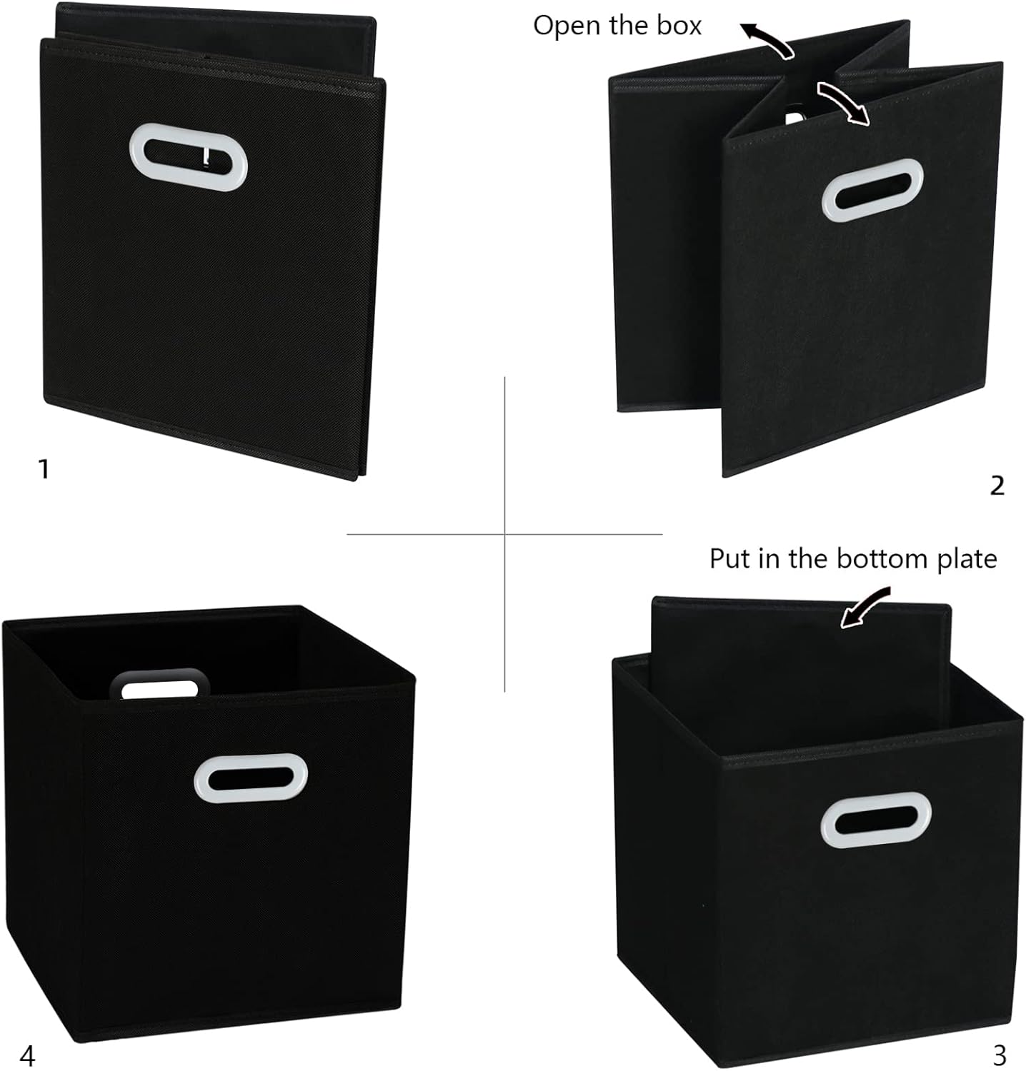 Skiennix Fabric Storage Bins - Foldable Cube Organizer with Dual Handles | Set of 3, Black