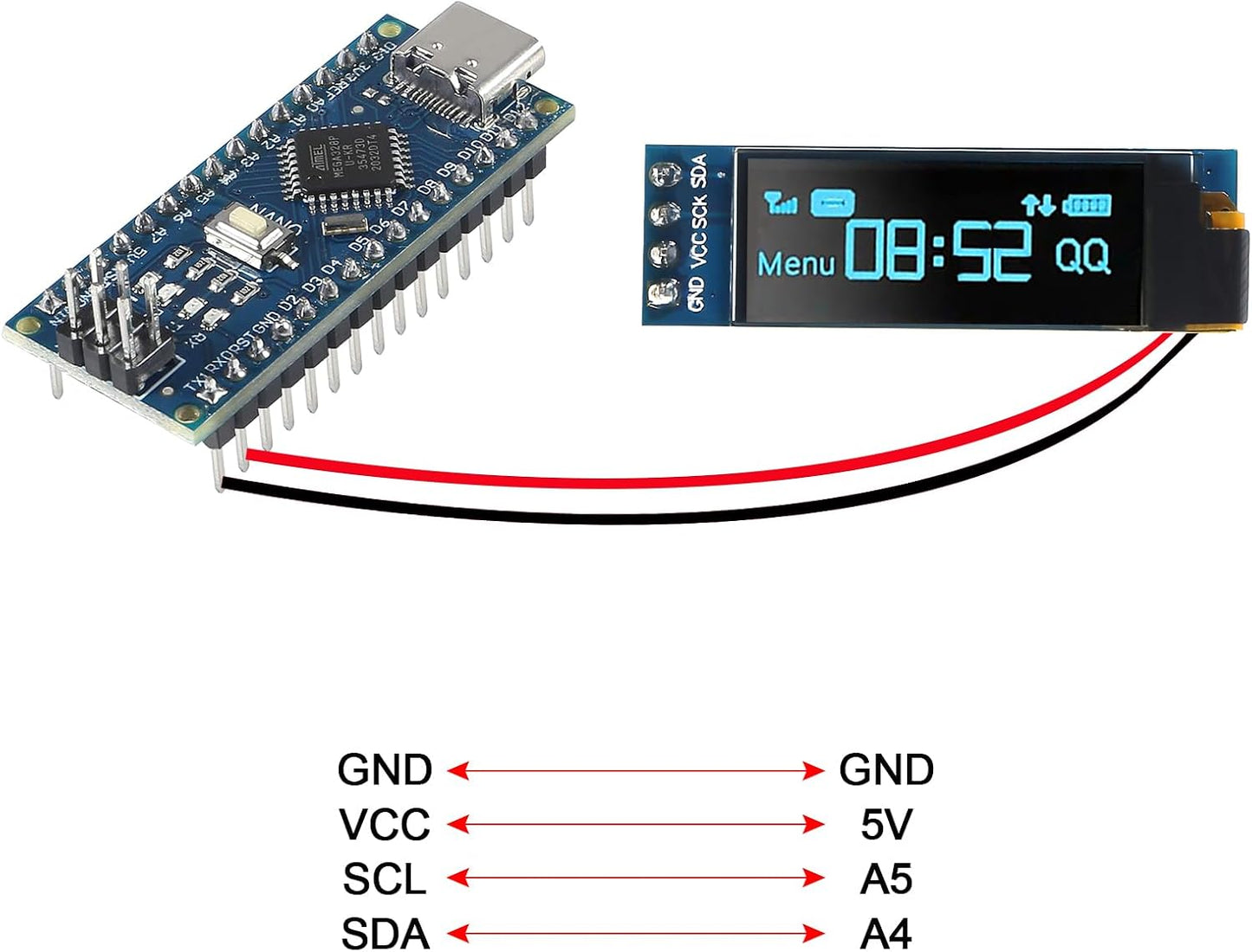 JUZITAO 6PCS I2C 0.91 Inch I2C I2C 3.3V~5V(Blue Display Module OLED Display Module Blue OLED Screen Driver DC Display