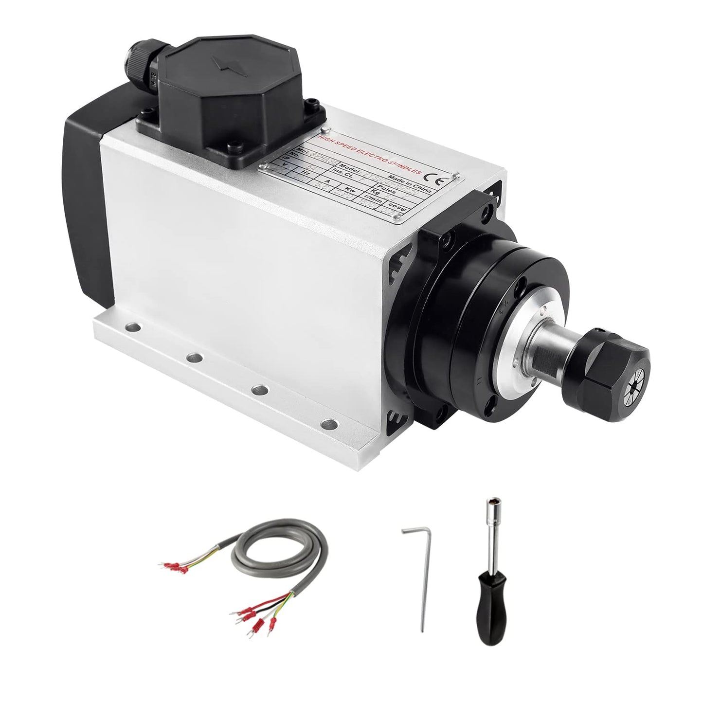 CNC Spindle CNC Motor 110V 2.2KW 2200W ER20 Square Air Cooled Spindle Motor 4 Bearings 24000RPM 400HZ for CNC Router Machine