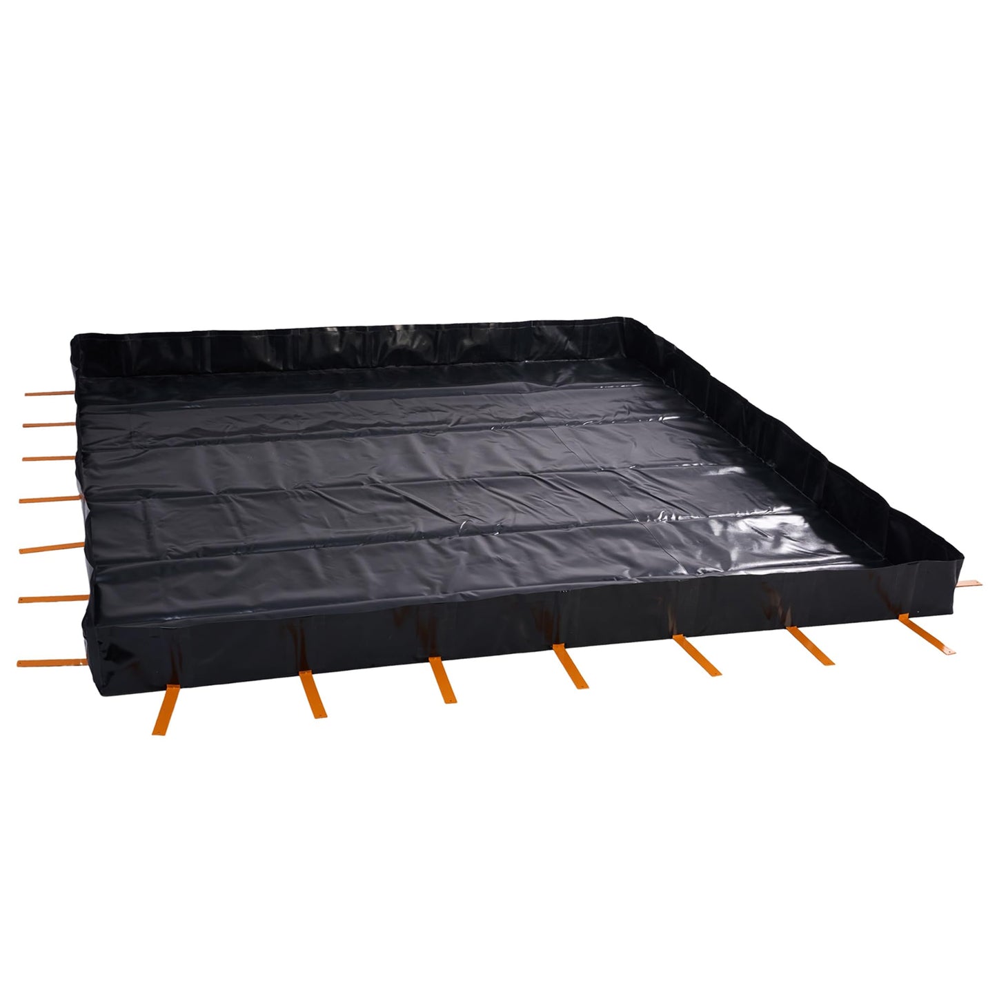 Spill Ready 5' x 5' x 12" Drive Over Spill Containment Berm - 30 oz PVC, 180 Gallon Sump - 0.75" Drain - Portable Oil, Fuel & Chemical Spill Control Berm | Black, Quick & Easy Setup