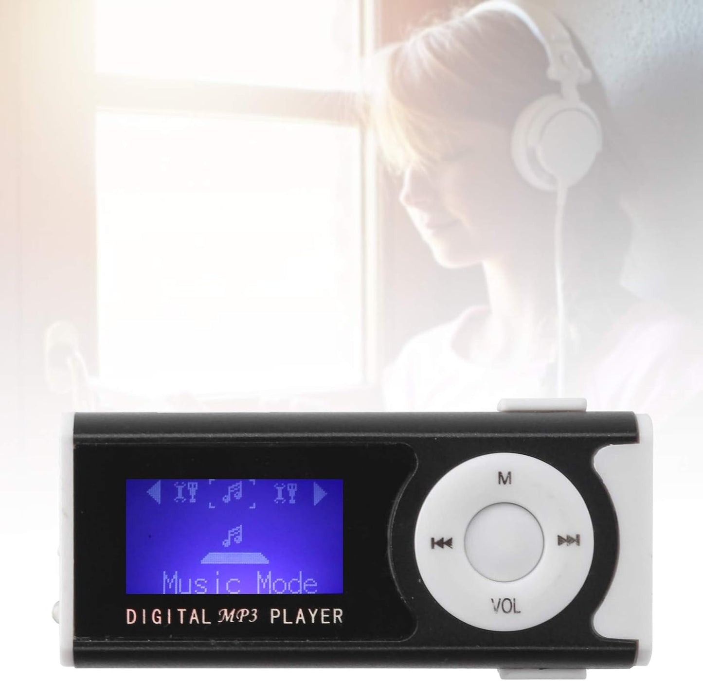 ASHATA MP3 MP3 16GB, MP3 MP3 Player with Back Clip, Mini Music Player with Earphone and LED Flashlight, Support Up