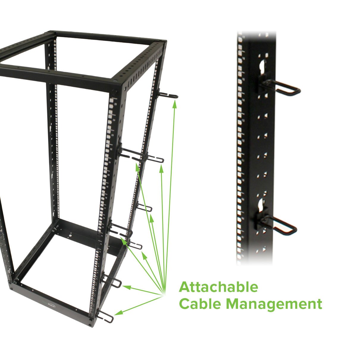 Navepoint 25U Professional 4-Post IT Open Frame Server Network Relay Rack 4.5 Feet Tall Black