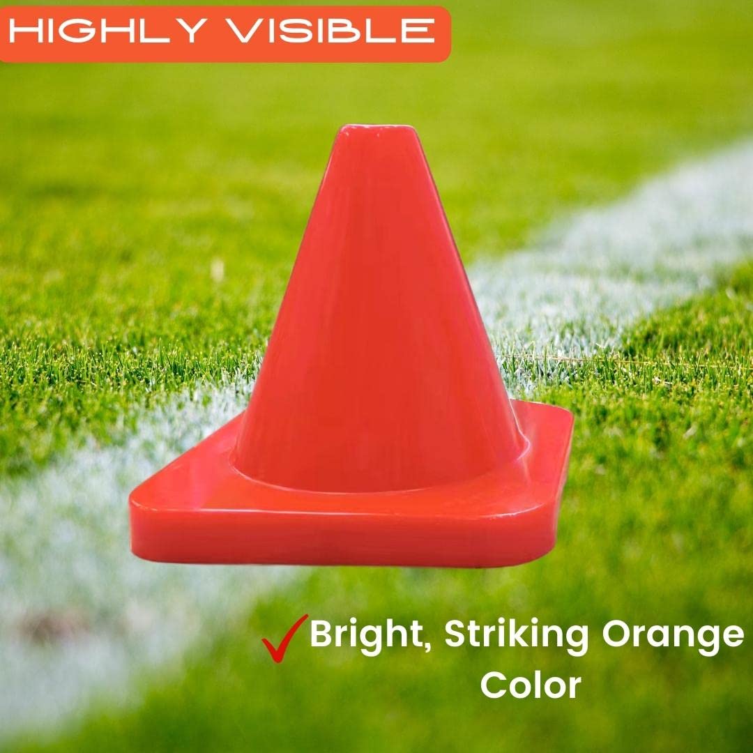 Versatyle 6in Heavy Duty Agility Training Cones for Soccer, Football, Basketball & Sports Drills, Flexible Motorcycle & Traffic Training Cones, Durable, Versatile, High Visibility (Set of 12, Orange)