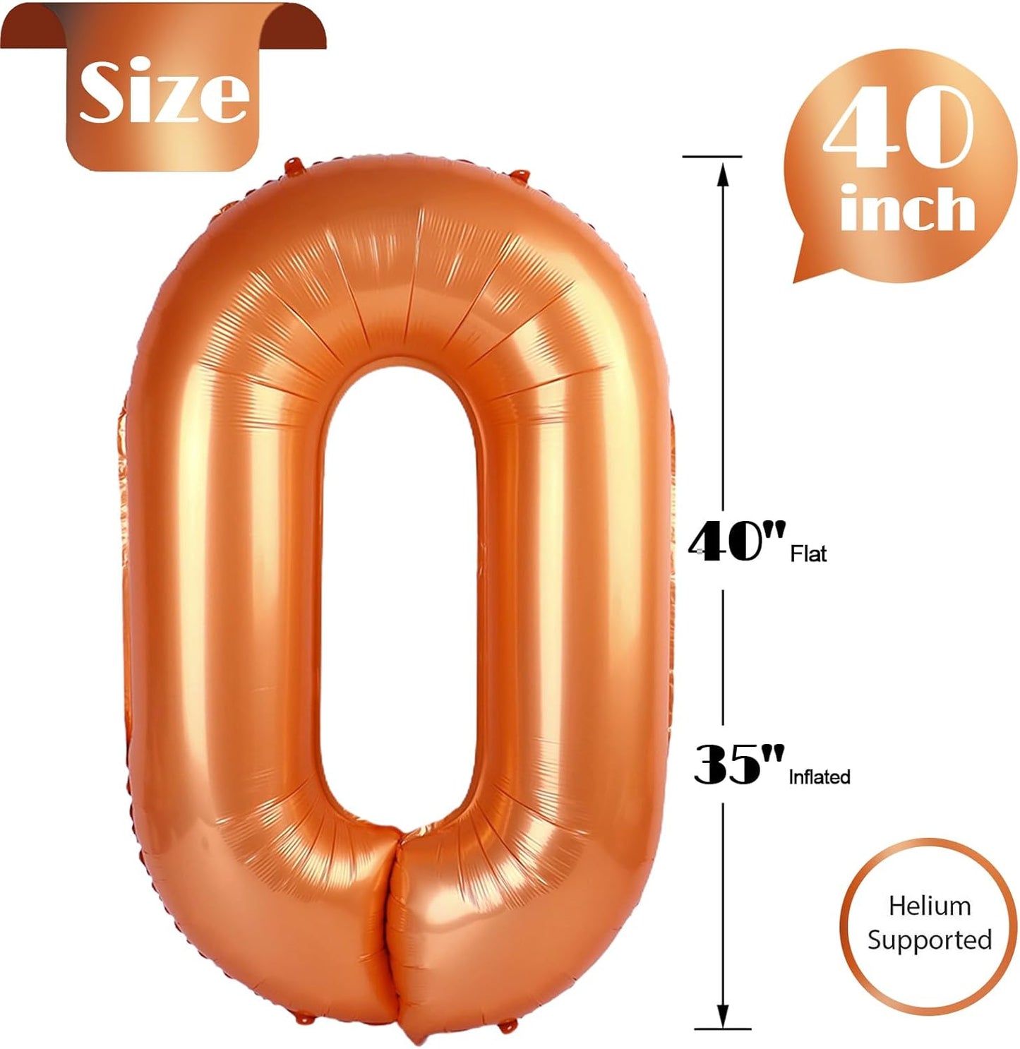 Orange Number 0 Balloon - 40 Inch Birthday Decoration for Milestone Celebrations | Party Supplies