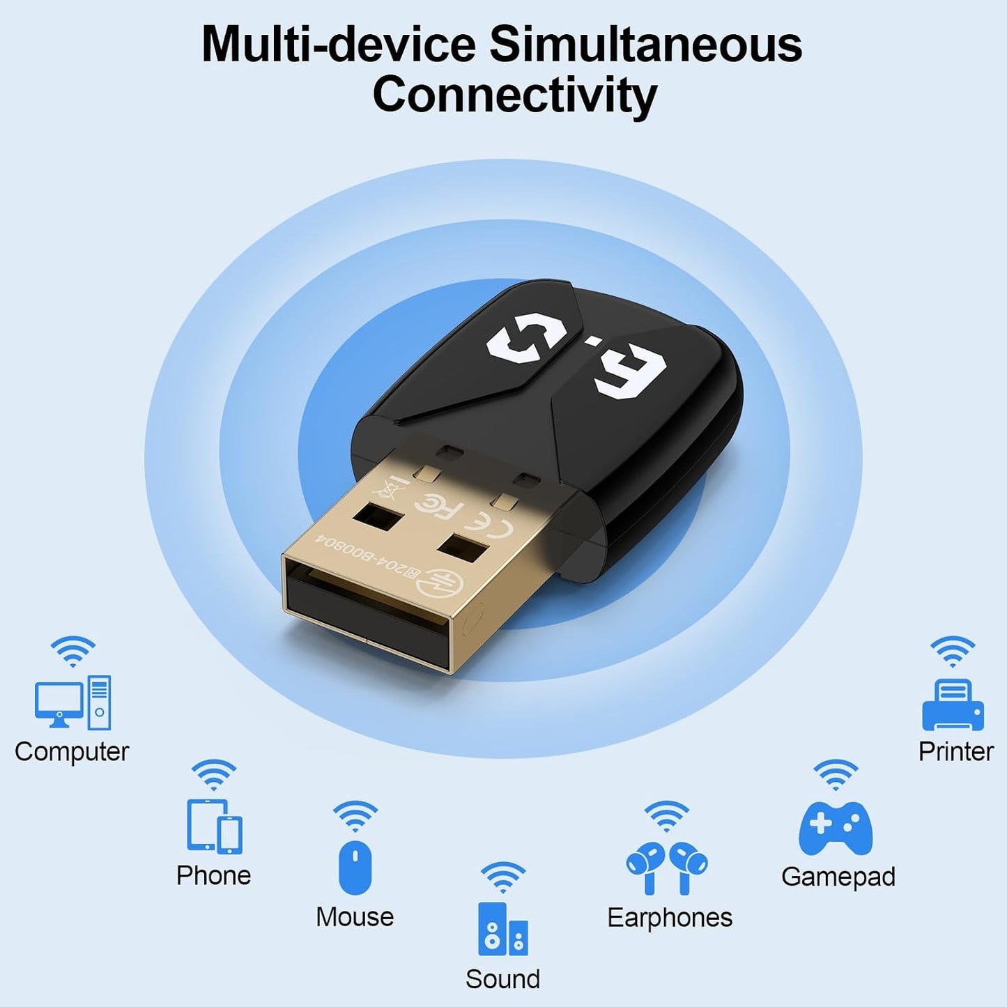 ANDHOT 6.0 11/10/8.1/7 USB Bluetooth Adapter for PC, Plug and Play EDR&BLE Bluetooth Adapter Blue Tooth Dongle Receiver