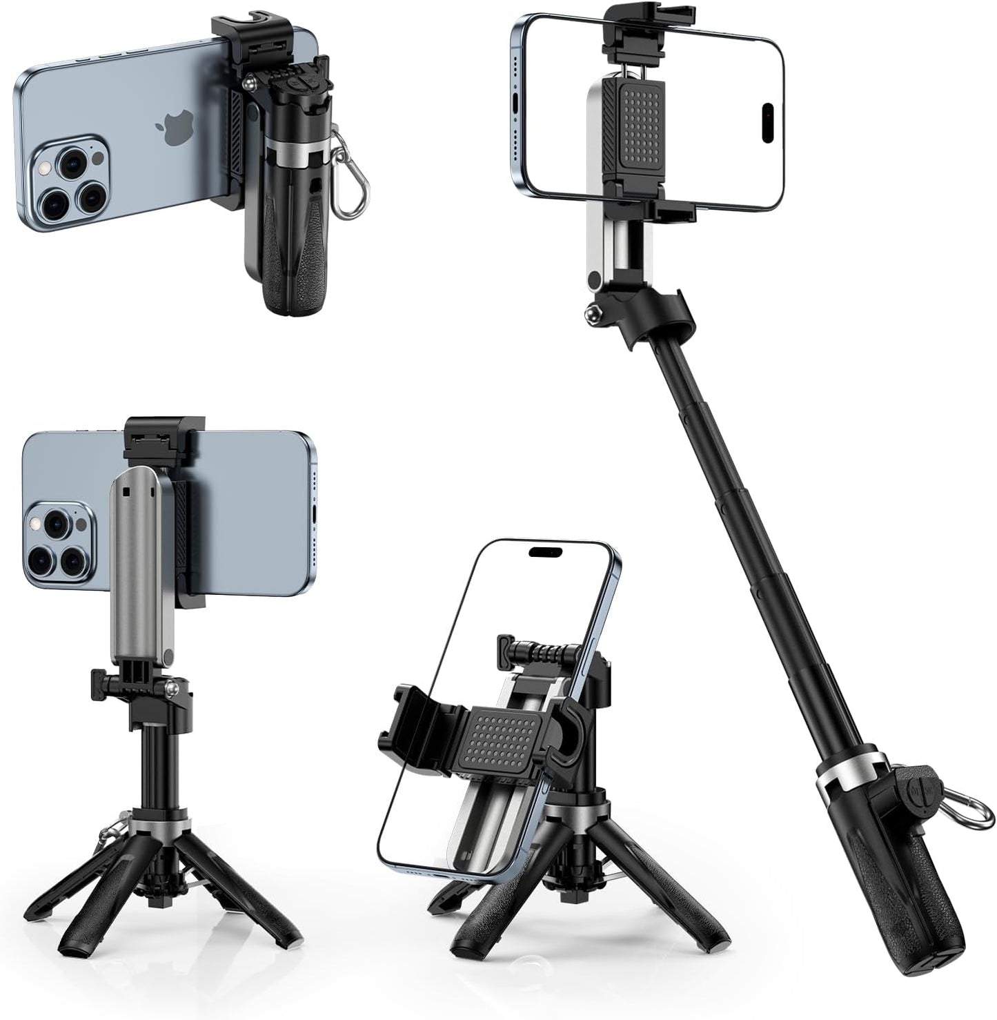 CloudValley 3-in-1 PocketFlex Mini Tripod with Zoom Control, Pocket Size Phone Holder Selfie Stick, [Compatible