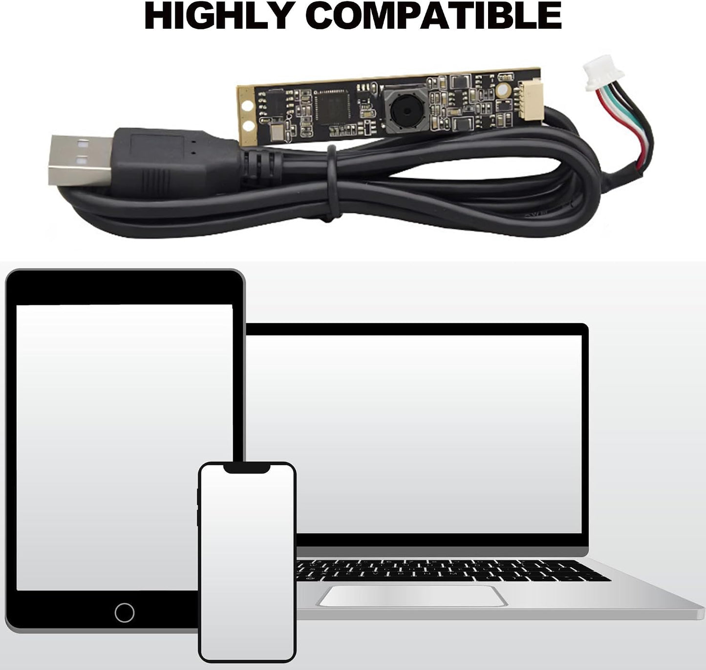 RQG 8MP IMX179 4K 2.0 USB Camera Module, Fixed Focus Lightburn Camera with Microphone, Embedded UVC Drive-Free USB