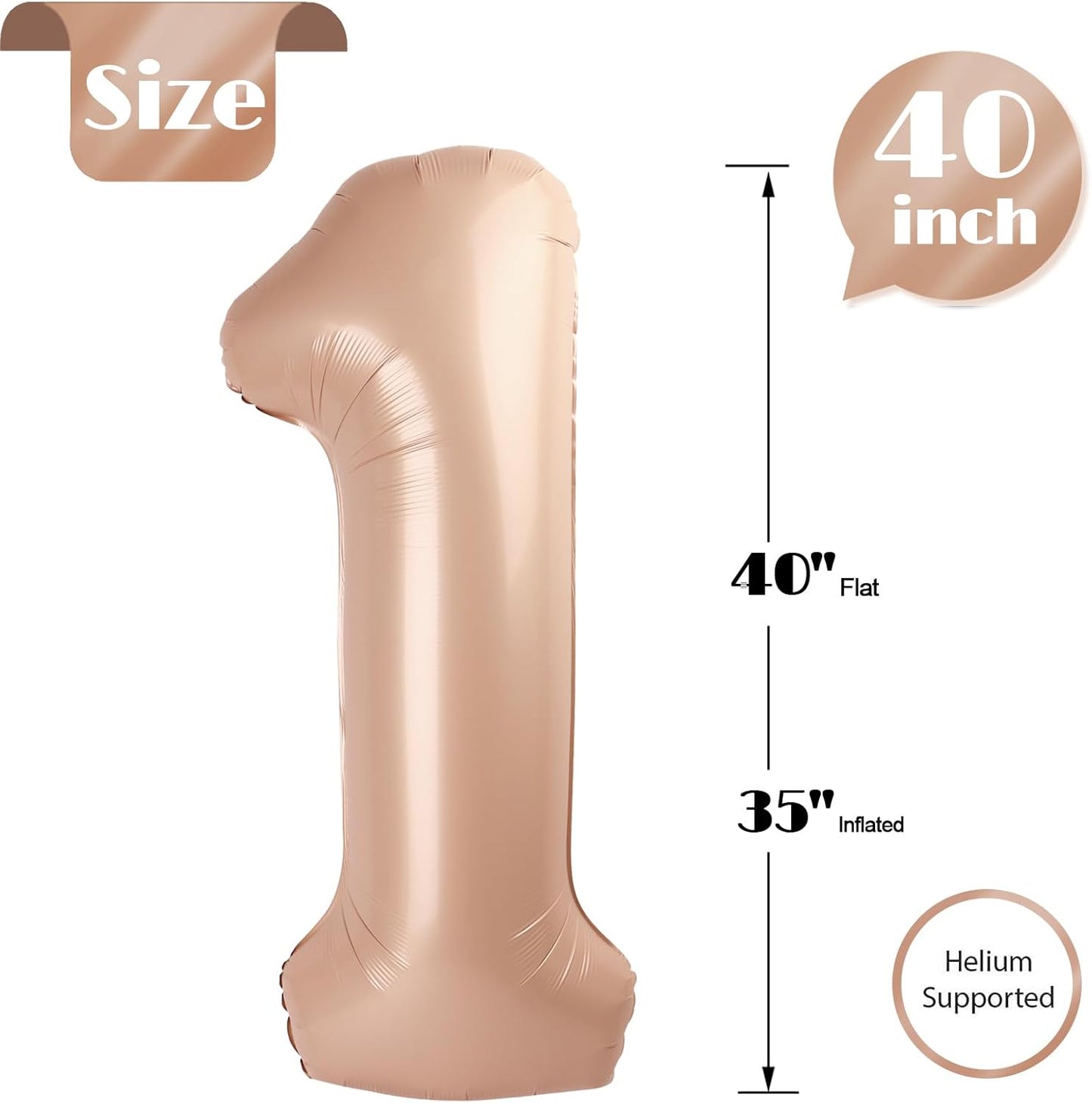 Skiennix 40-Inch Light Brown Number 1 Balloon - Perfect First Birthday Decoration for Kids