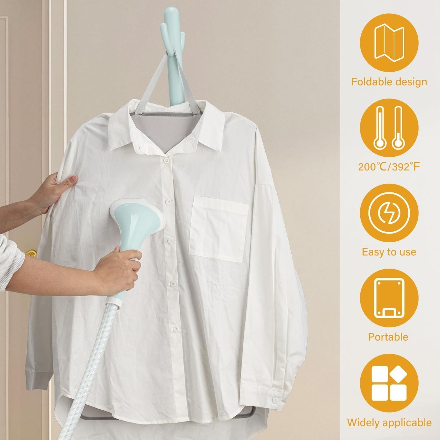 Skiennix Over The Door Steaming Station - Portable Garment Steamer Pad for Home & Travel