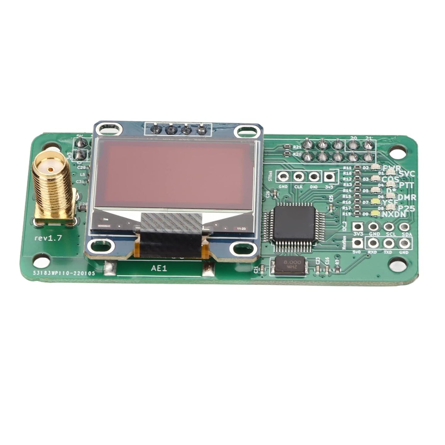 Gemer MMDVM Hotspot Module, Preloaded Firmware LED Display Hotspot Board SMA Connector for ARM Processor with Pin
