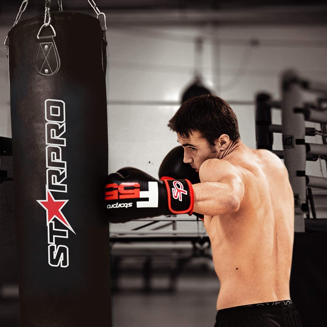 Starpro Heavy Punching Bags - Filled 55lbs Boxing Bag with Hanging Chain for MMA Kickboxing & Training