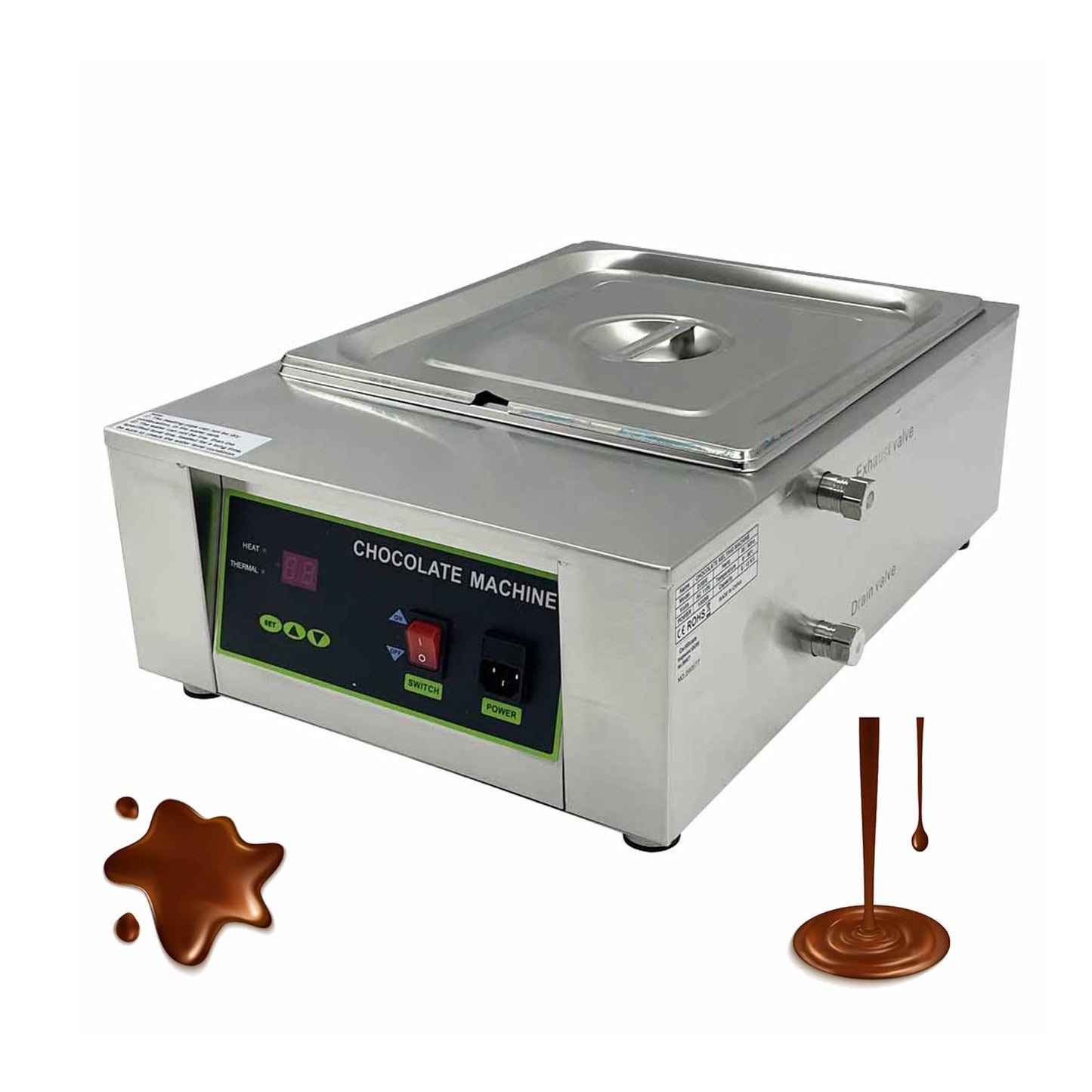 JARYANNIX 110V Stainless Steel Chocolate Melting Machine, Digital Control Chocolate Melter for for Bakeries Restaurants 1000W