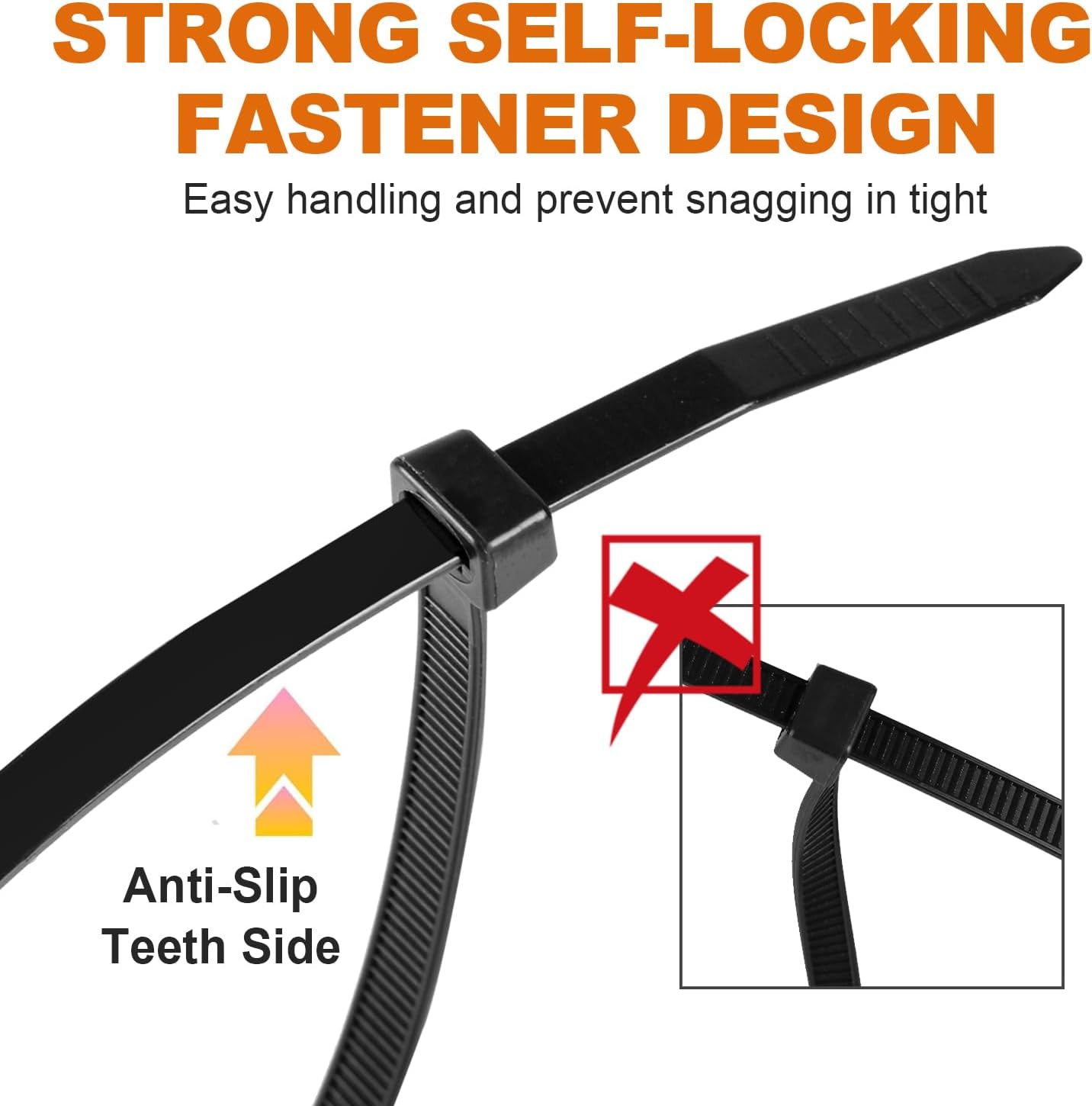 1200pcs 8 Inch, 70lb Zip Ties, RAZCC Black Cable Zip Ties Heavy Duty Plastic Wire Ties with Tensile Strength