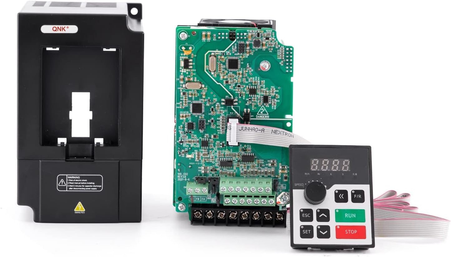 QNK 7.5KW 10HP 380V AC 17.5A VFD Converter Single to 3 Phase Inverter Variable Frequency Drive for CNC Spindle Motor Speed Controller