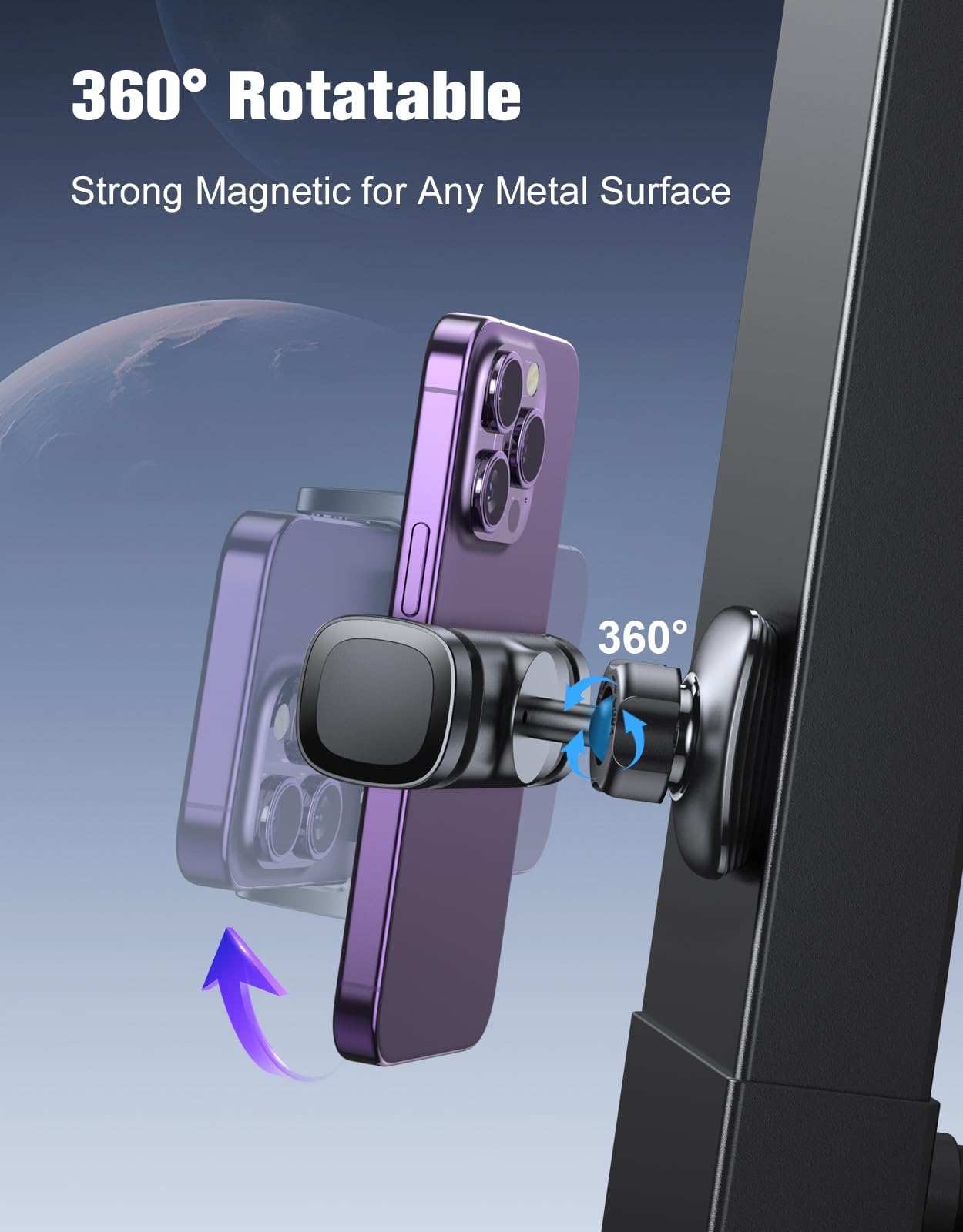iBytoc 2026 Multi-functional Magnetic Phone Holder for Gym Golf Cart, 360° Rotatable Gym Phone Holder Camera Bracket Workout Record, or Any Metal Surface, Gym Magnet Phone Mount Fits for 4.7-7" Phones