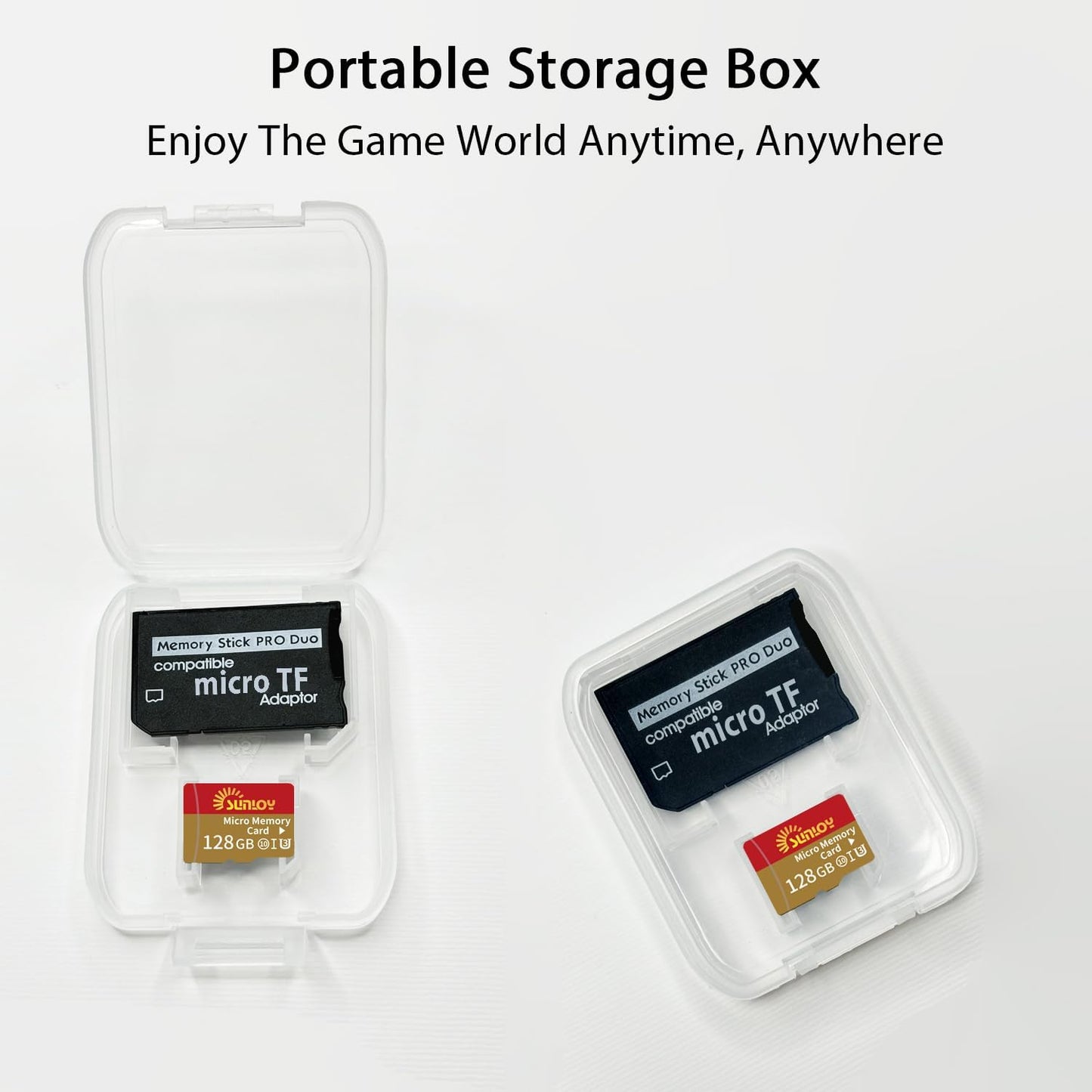 Sunloy 128GB 1000/2000/3000 PSP Memory Stick Adapter with Micro SD Card, Micro SD/SDHC/SDXC to Memory Stick PRO Duo