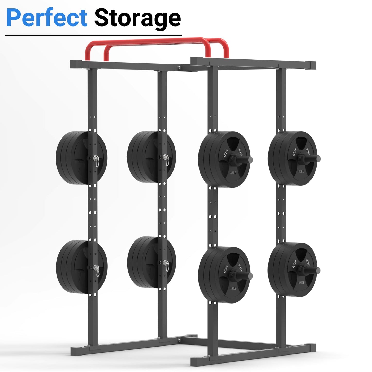 Vatemechie Weight Plate Holder Power Rack Attachment | Reinforced Steel Disc Design | 300LB Capacity | Dual-Purpose Olympic Plate Storage & Band Hook | Tool-Free Install for 2x2, 2x3, 3x3 Racks