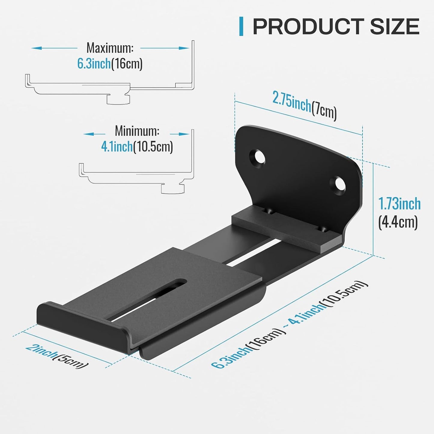 AONAYIOA 4.1"-6.3",Hold 40 lbs Soundbar Wall Mount Bracket with Anti-Scratch Foam Pads for Samsung, LG, Sony, Vizio