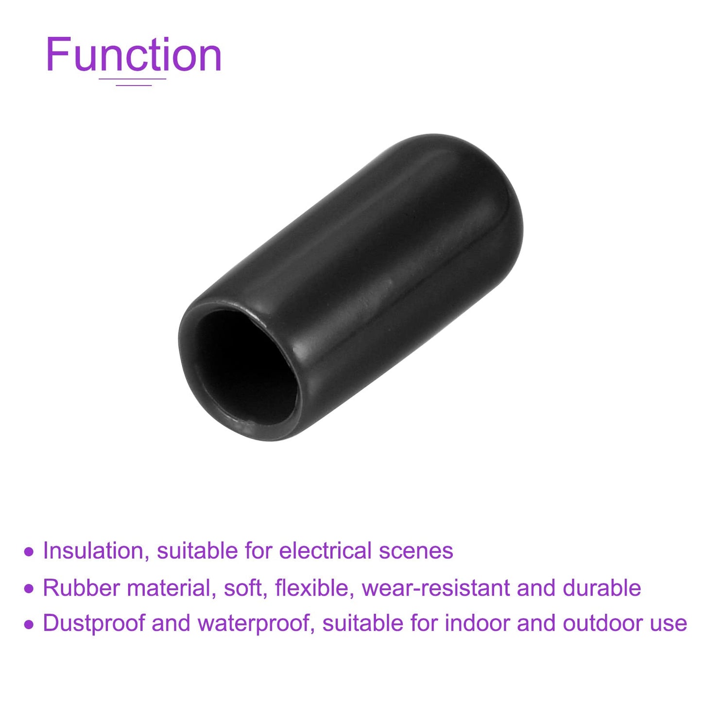 DMiotech 80 Pack 1/4"(6mm) ID Black Screw Thread Protectors Rubber End Caps Bolt Covers for Screw Bolt Furniture Pipe