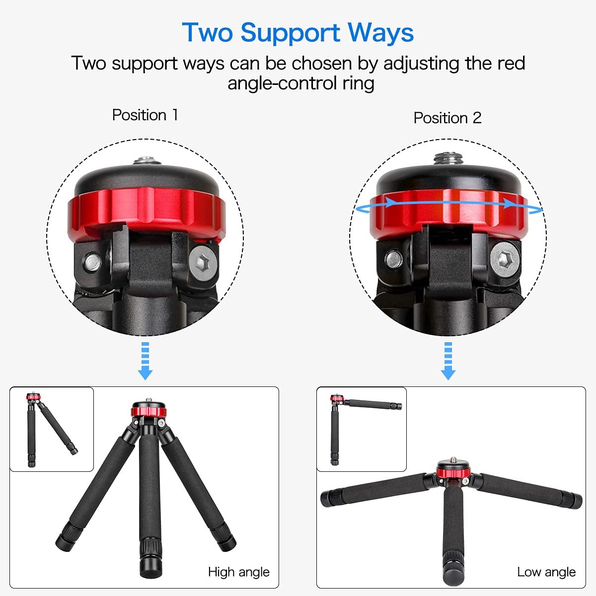 koolehaoda 1/4" 3/8" Camera Mini Tripod Table Stand Desktop Compact Tripod with and Screw Mount Compatible with DSLR