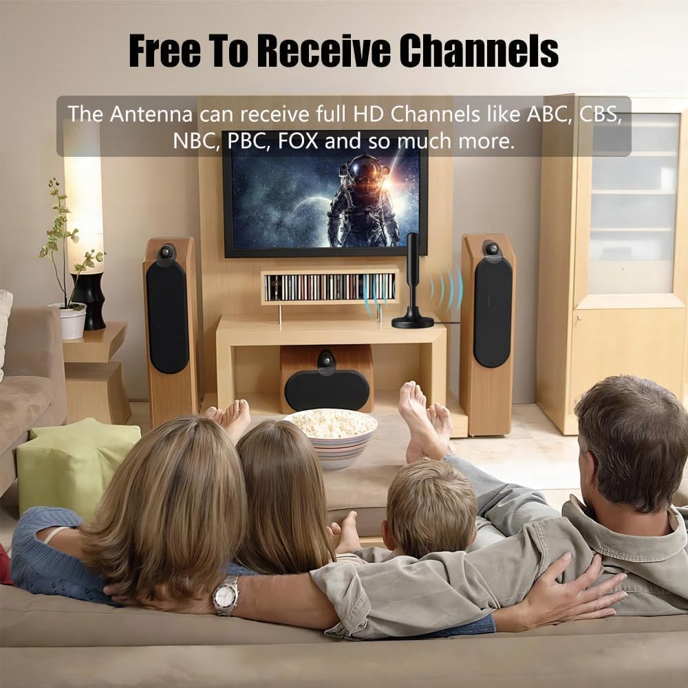 Generic 4k 1080P TV Antenna, Indoor Outdoor Digital HDTV Channels - Magnetic Base Indoor Smart TV Antenna for Easy