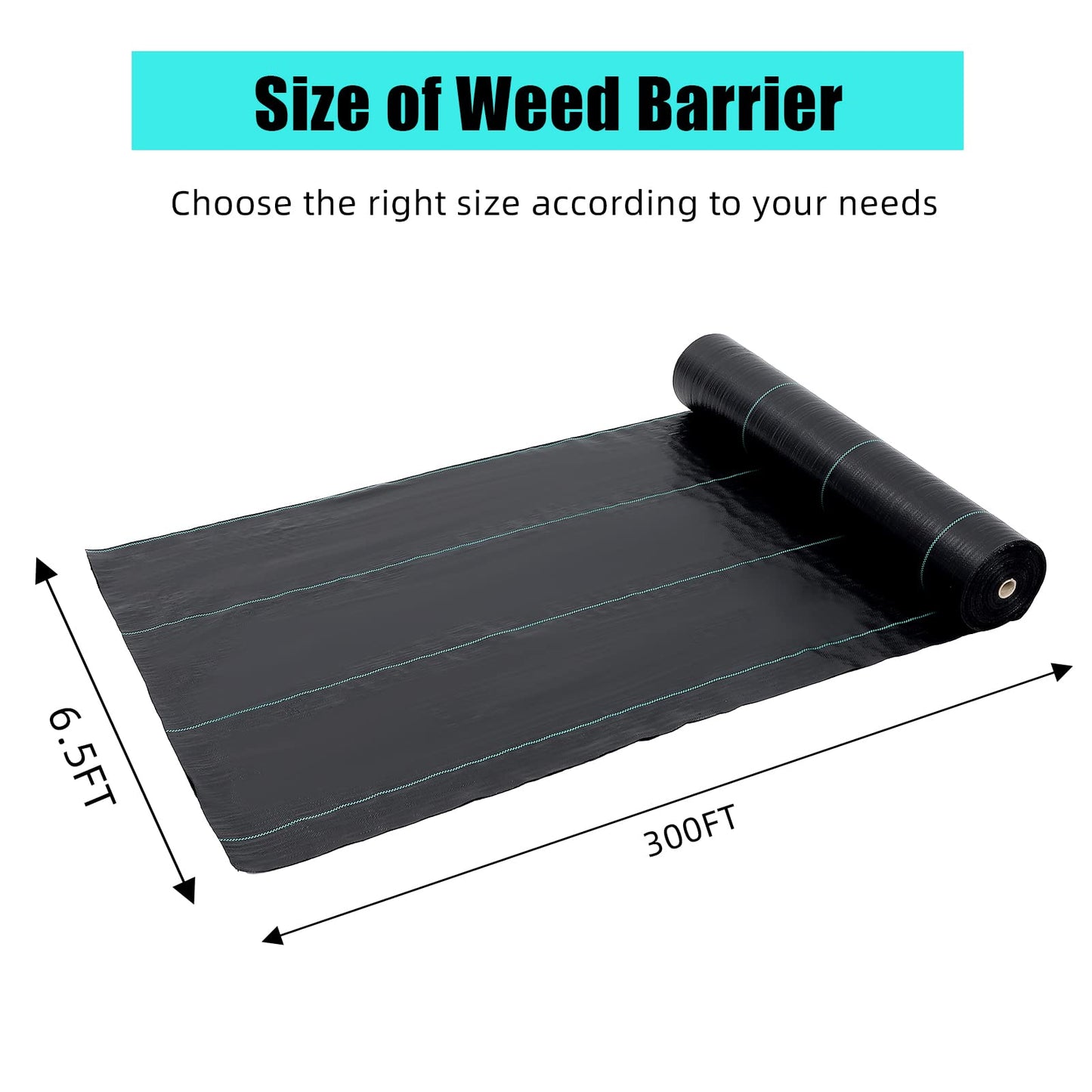 ExploreHorizon 6.5ft X 300ft Weed Barrier Landscape Fabric Heavy Duty, Premium 3.0 oz Ground Cover Weed Block Gardening Mat, Easy Setup & Superior Weed Control, for Erosion Control, Weed Barrier