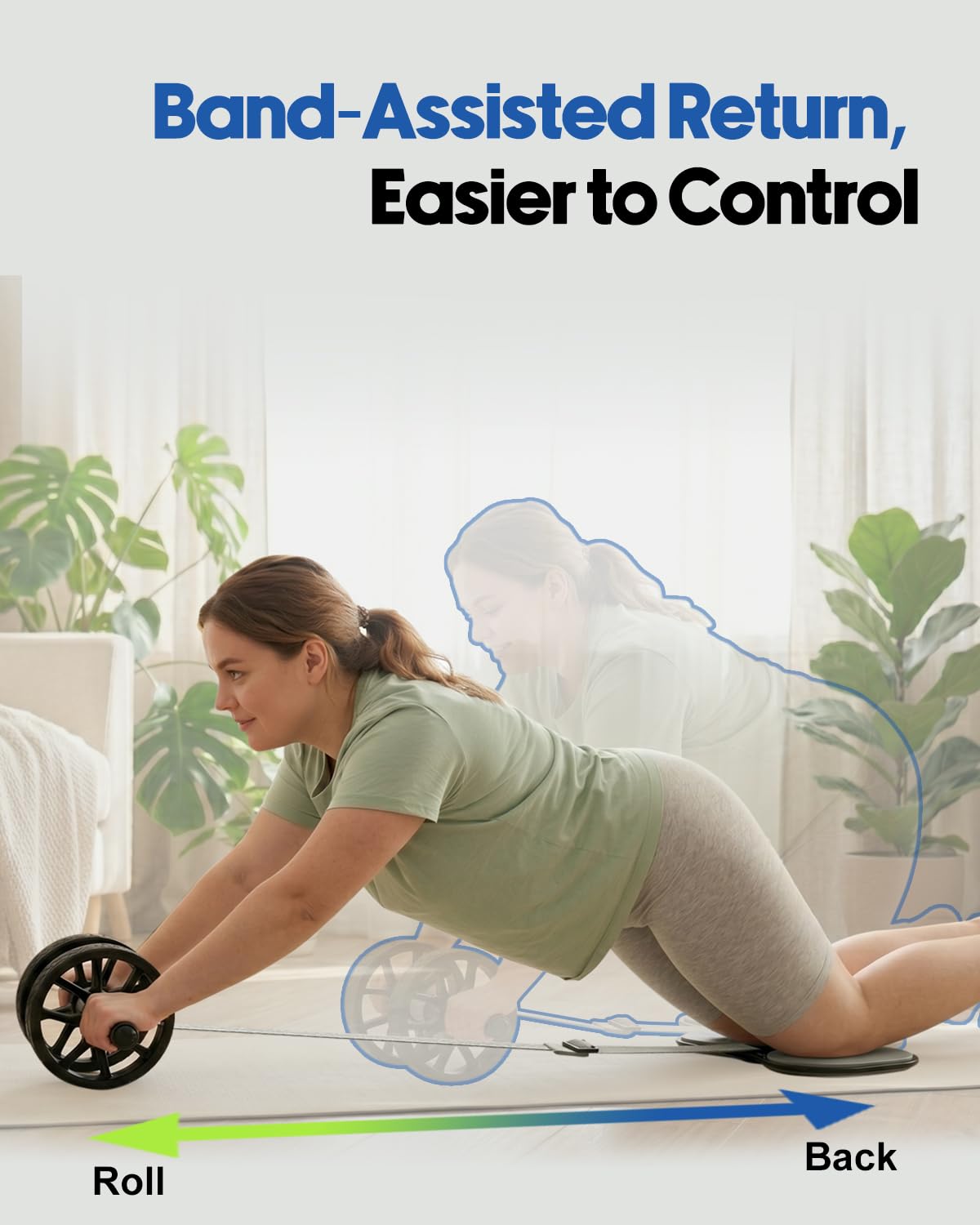 VINSGUIR Ab Roller Wheel for Beginners to Pros, Ab Roller with Adjustable & Detachable Resistance Band, Abs & Core Workout Equipment for Home Gym, Abdominal Wheel with Exercise Guide and Knee Pad, Men Women