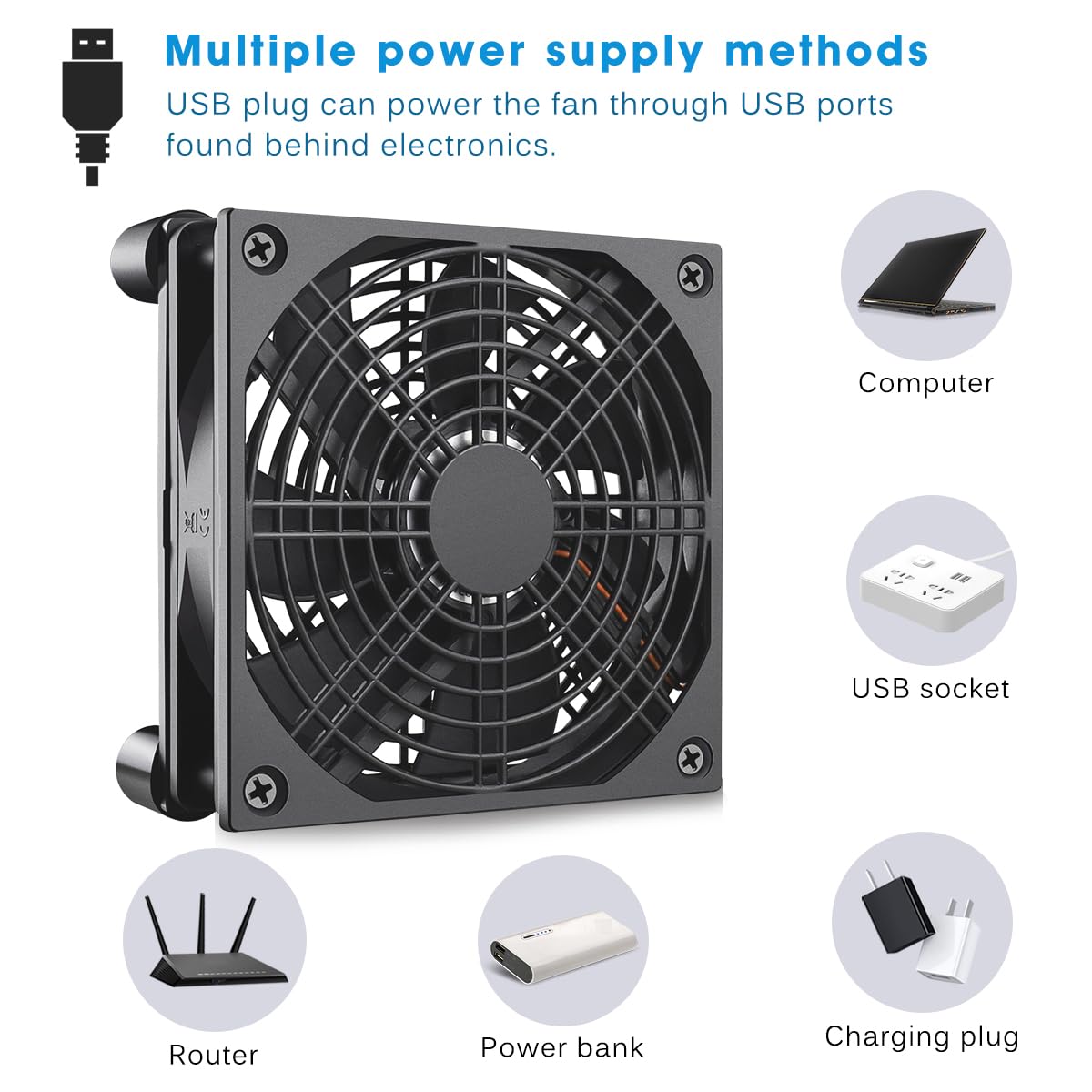 120mm 5V USB Quiet Computer Cooling Fan with Multi-Speed Controller for Router WiFi Modem Xbox TV Box DVR PlayStation