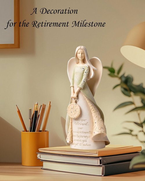 Angel Holding Clock Figurine by [Brand Name] - Perfect Retirement Gift for Women | Elegant Decor for Retirement Parties