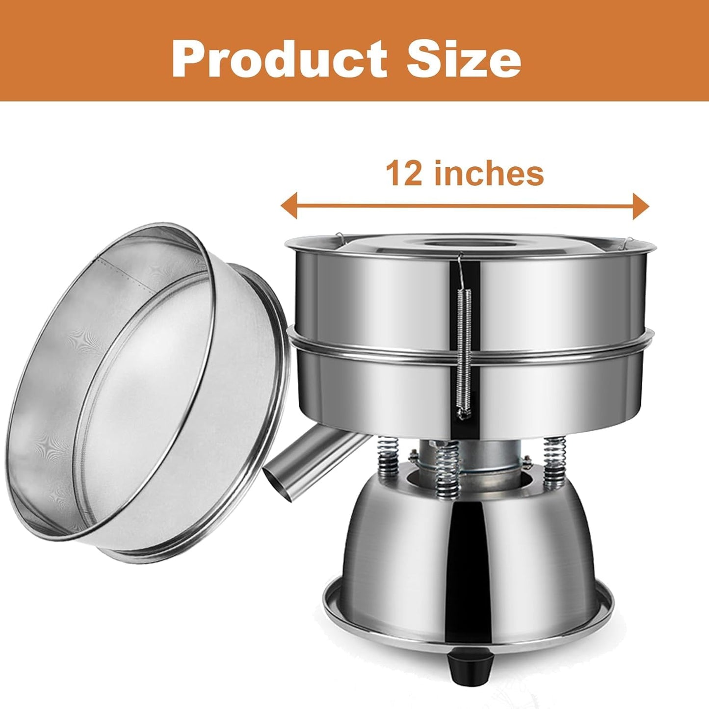 Sidasu Automatic Powder Sifter Machine 10 Mesh 60 Mesh Automatic Sieve Shaker Vibrating Machine 110V Stainless Steel Sieve Shaker Machine with 2 Screens,Sieve Shaker Machine for Flour Powders