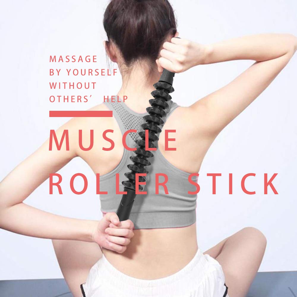 Professional Muscle Roller Stick For Release Sore Muscle, 2019 Leg Gym Hand Muscle Rollers(Black)