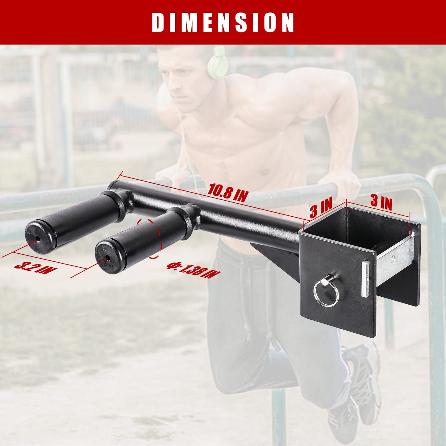 SYL Fitness Dip Bar Attachments for 2" x 2" or 3" x 3" Power Rack - Narrow & Wide Dips Double Handles (Patent Pending) (For 3" x 3" Rack)
