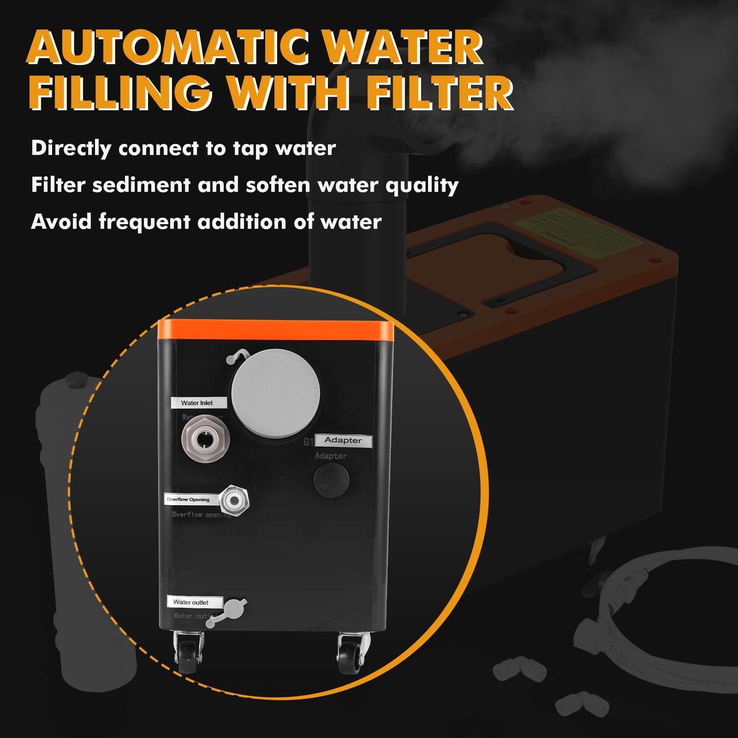YMJOINMX Industrial Commercial Humidifier 5000ml/h Ultra-High Mist Output, Auto Water Filling, Dual Spray Modes & Wheels for Large Room/Factory/Workshop (110V)