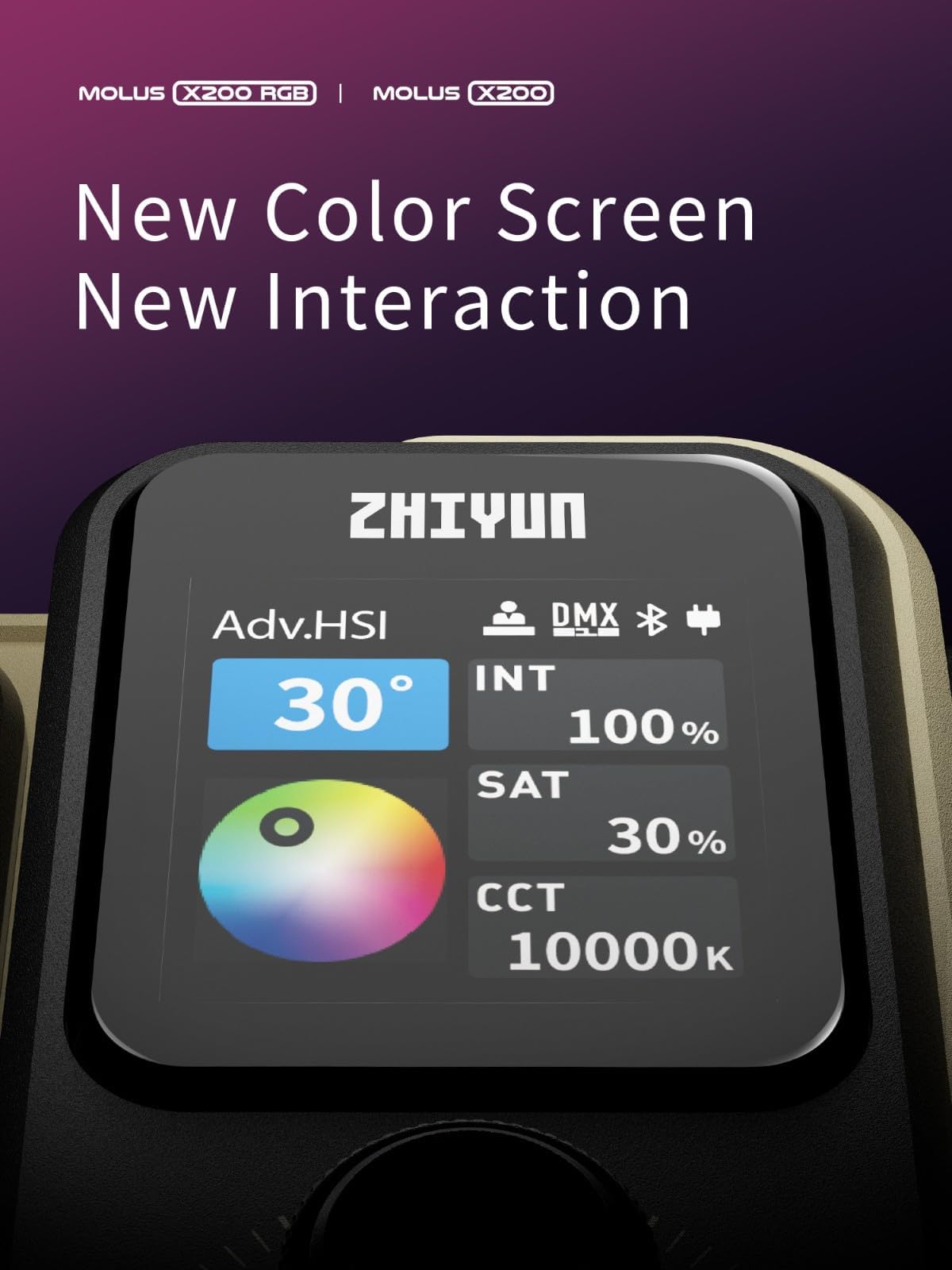 ZHIYUN MOLUS X200 RGB 200W Video Light zhiyun Light Supports V-Mount Battery, HUB Expansion, and PD Power Photography Lighting 2500K~10000K CRI≥95 TLCI≥97 with Bowens Mount Diffuser for Tiktok