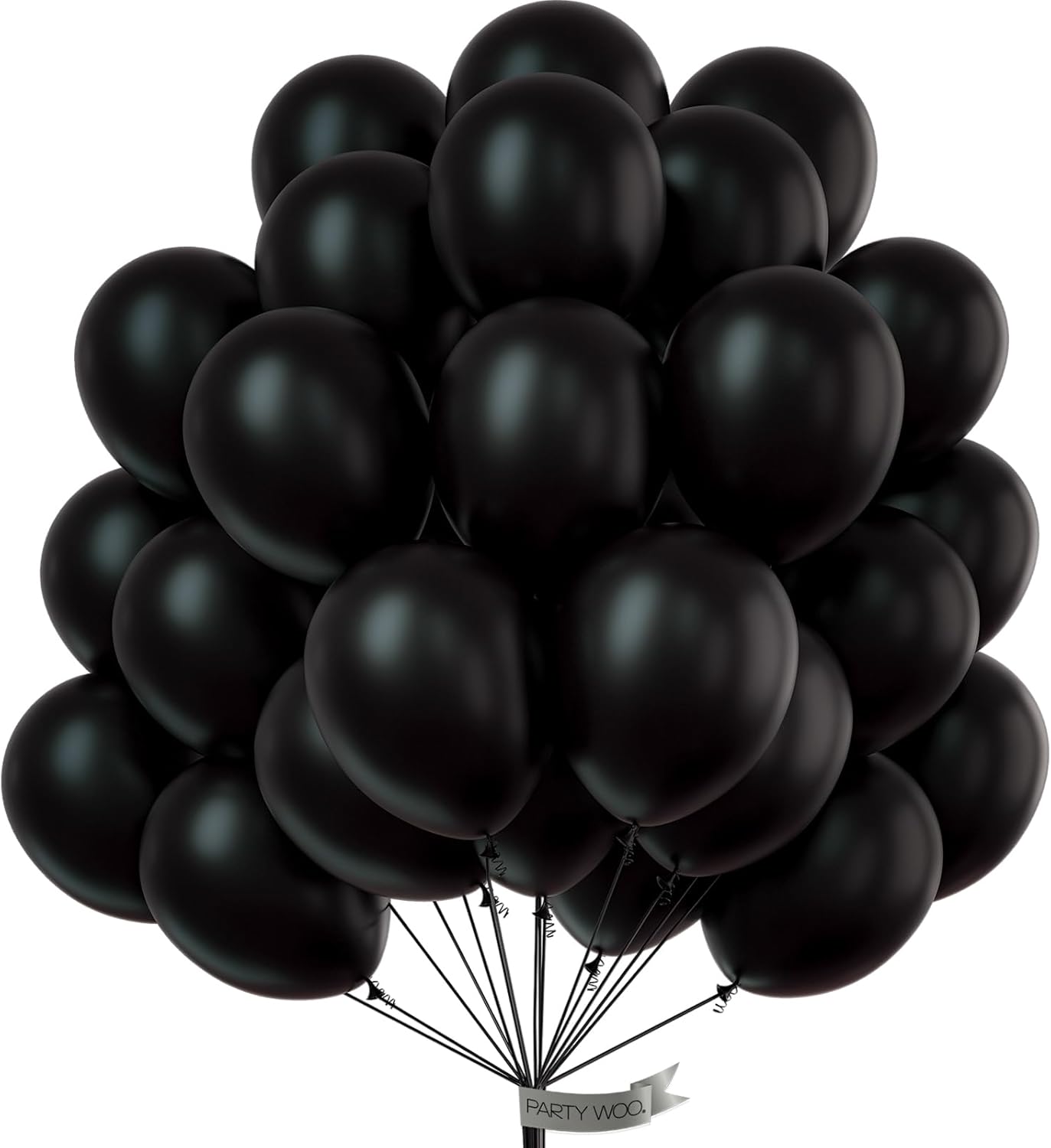 PartyWoo Black Balloons - 50 Pcs 12 Inch Matte Latex Helium Balloons for Parties & Events
