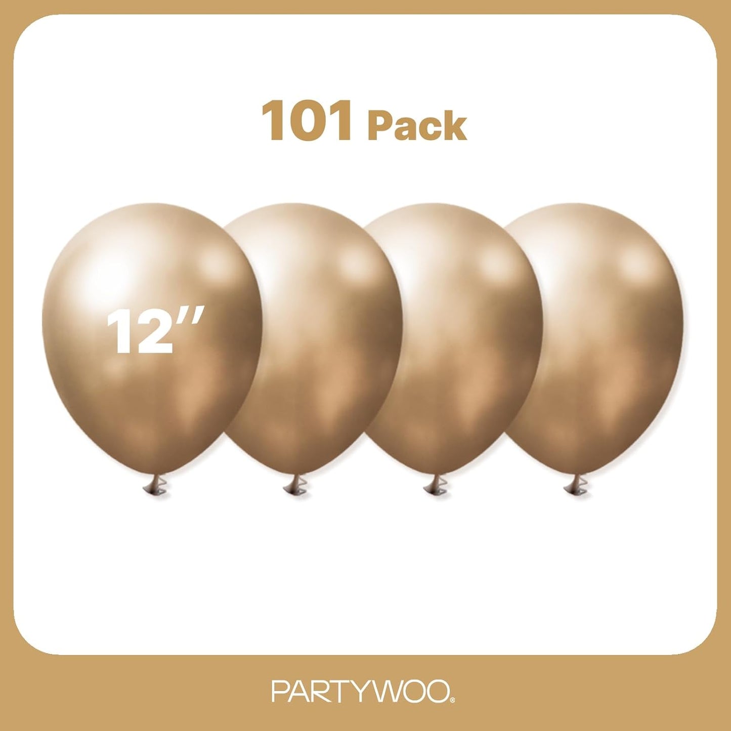 PartyWoo Metallic Gold Balloons - 101pcs 12 Inch Chrome Latex Helium Balloons for Celebrations