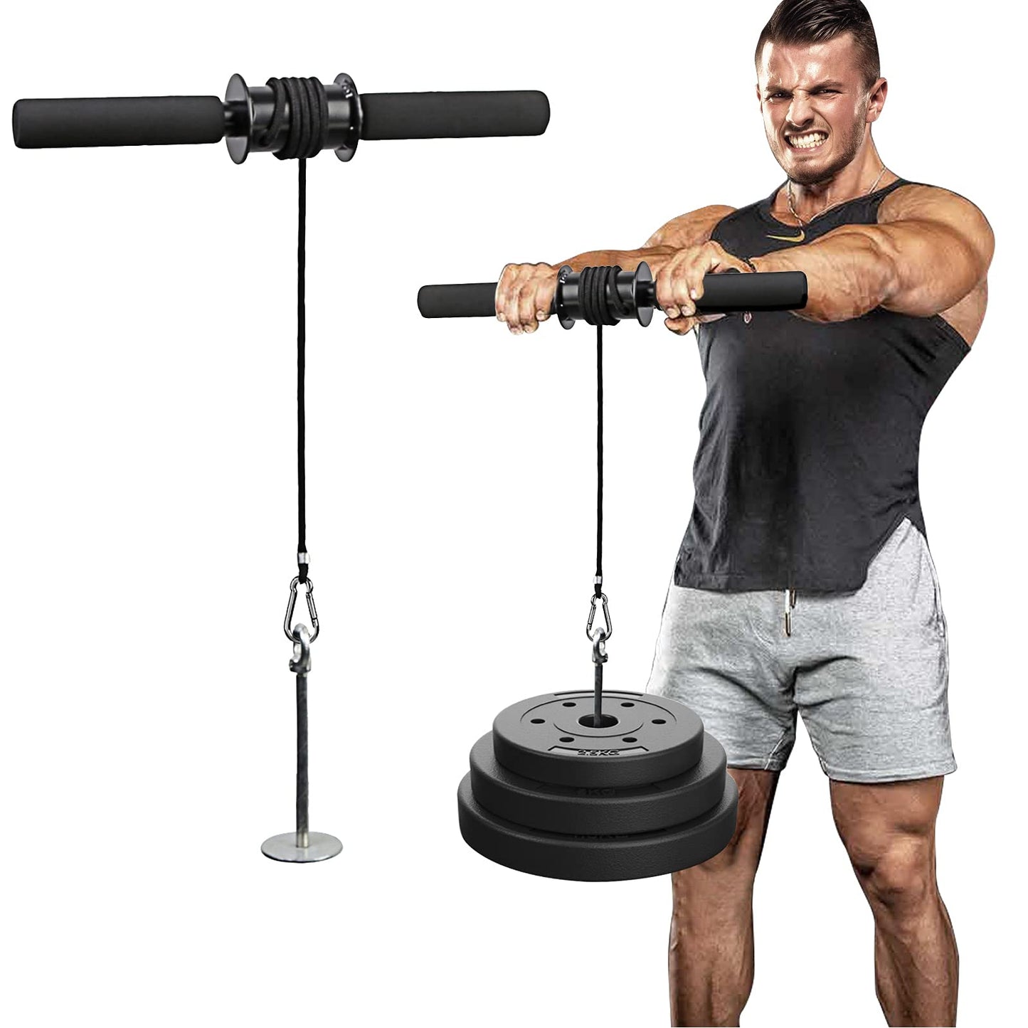 PELLOR Forearm Exerciser, Fitness Wrist Exerciser& Forearm Roller, Arm Strength Trainer Fitness Equipment Forearm Roller Weight with Anti-Slip Handle Forearm Strengthener