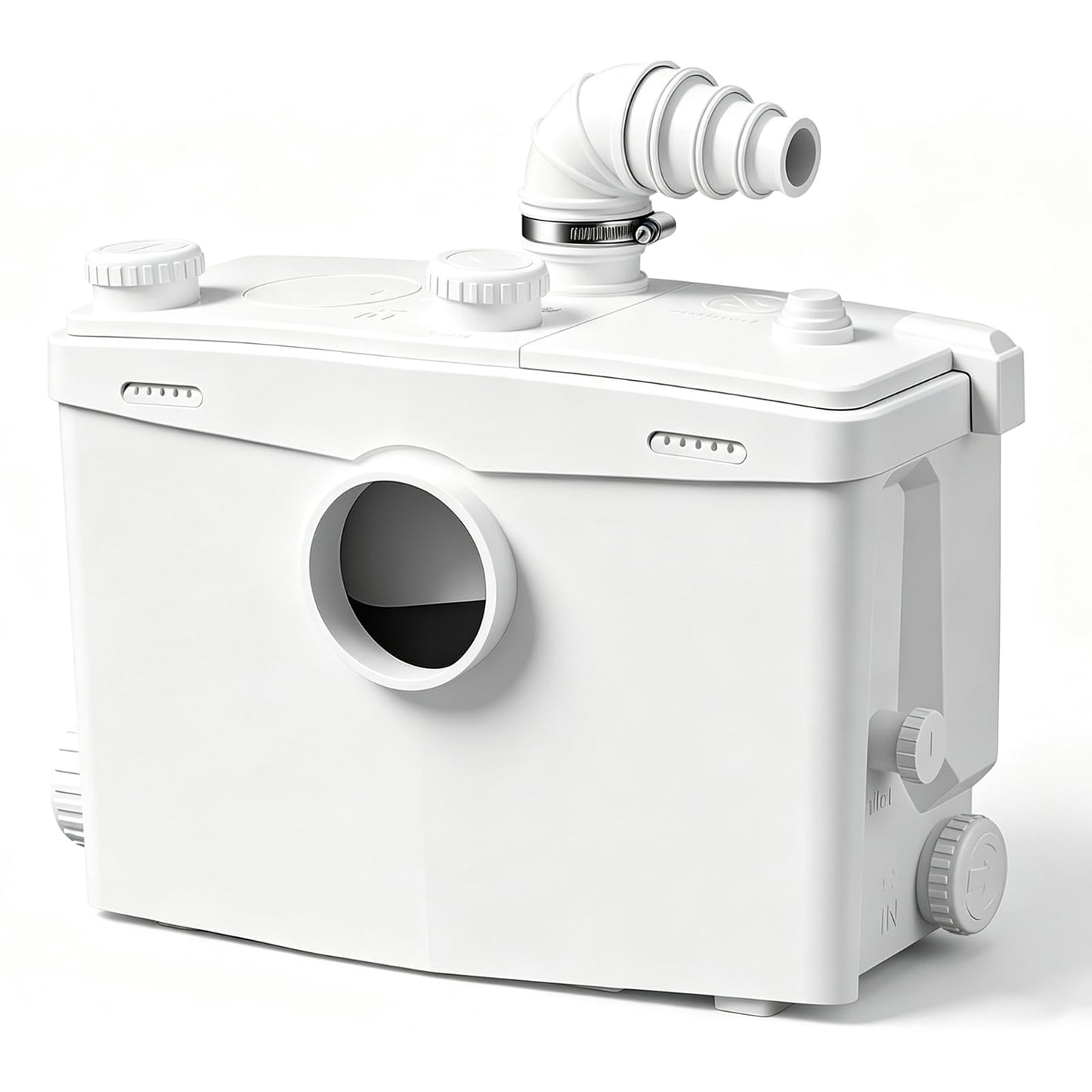 1500W Macerator Pump with Grinding Blade Toilet Pump Utility Sink Pump Upflush to 32.8FT 2800GPH Macerating Toilet System with 5 Water Inlets 1 Outlets for Toilet Sink Shower Laundry Kitchen Basement