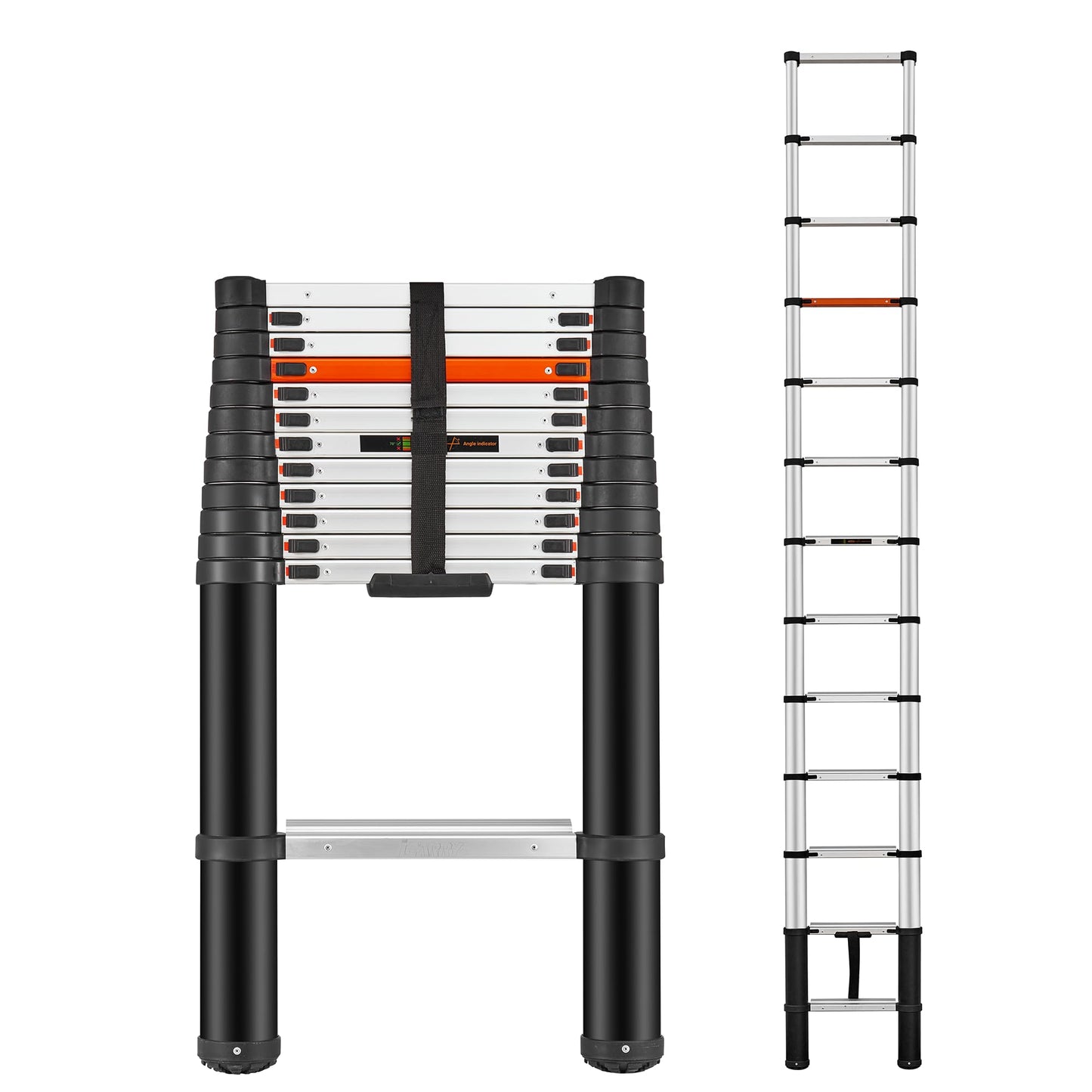 ICARRY Telescopic Ladder 12.9 FT Extension Ladder Aluminum Lightweight Telescopic Ladders, Multi-Purpose Collapsible Extension, Soft Close Design, 300lb Capacity,Ideal for Home, RV, and Outdoor Work