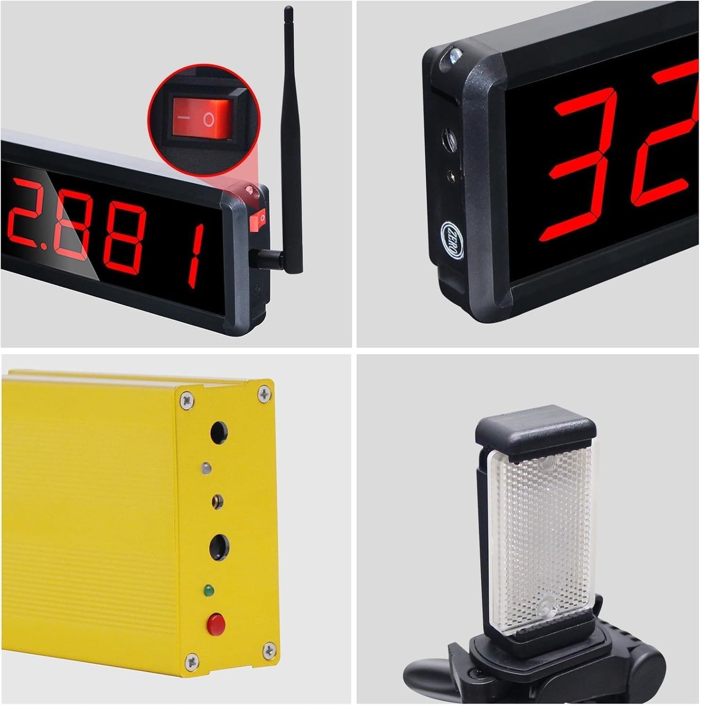 Ousmile Wireless Laser Timer for Sprints, Laser Sprint Timer System for Track 40 60 Yard Dash, Race Clock Stopwatch for Running Speed Tranning(2 Sets, High Stand)