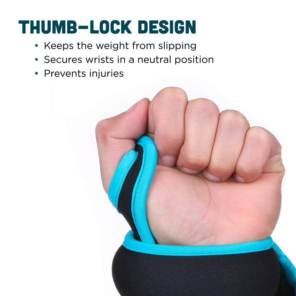 Wrist Weights for Women Set of 2 with Thumb Loops, Wrist Weight Pair for Walking Pilates Workout Strength Training Fitness Exercise Gift for Women and Men