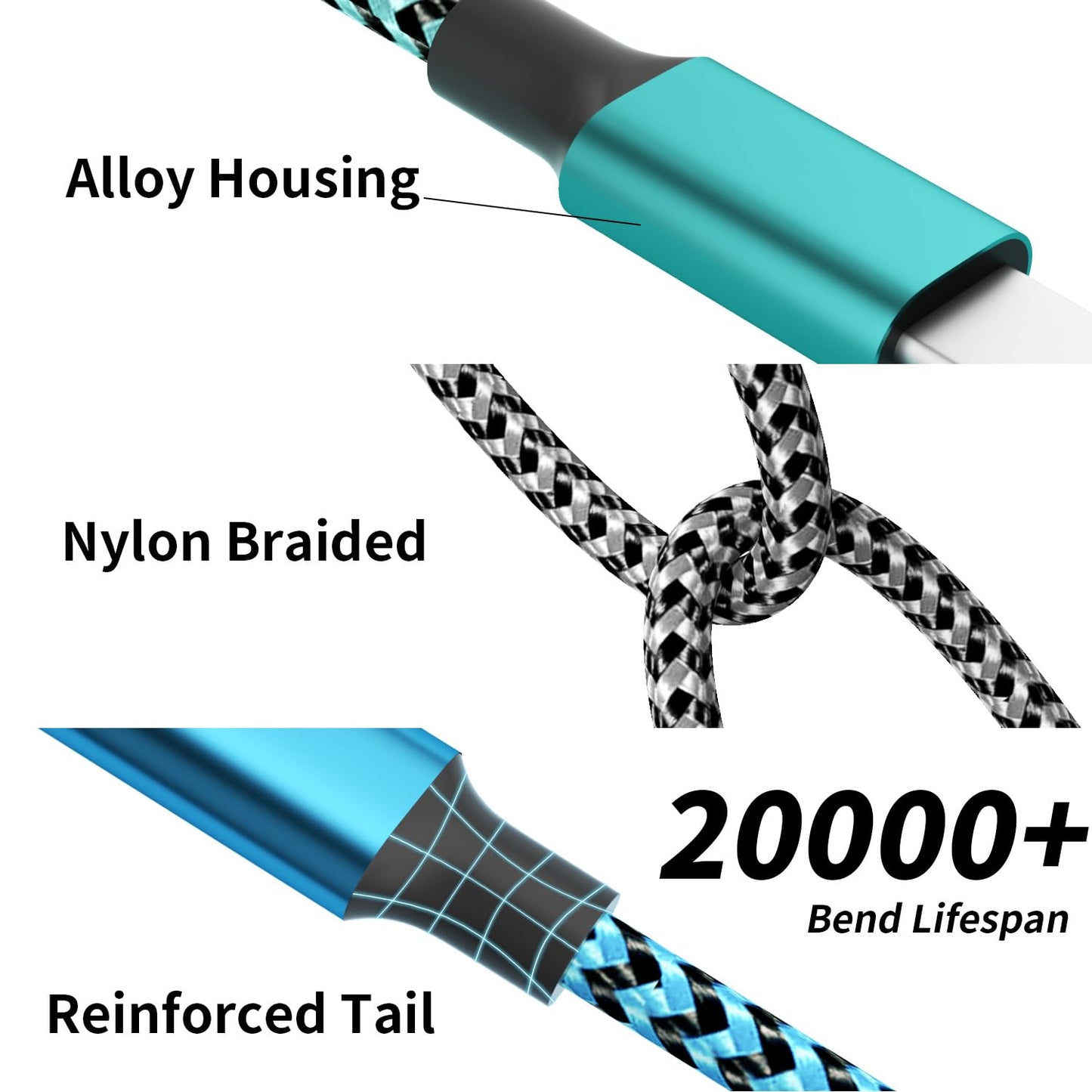 Cable,4 1 2 Cellphone/Tablets/More(2Pack 5FT) Multi Charging in Charging Cables for Multiple Devices Nylon Braided