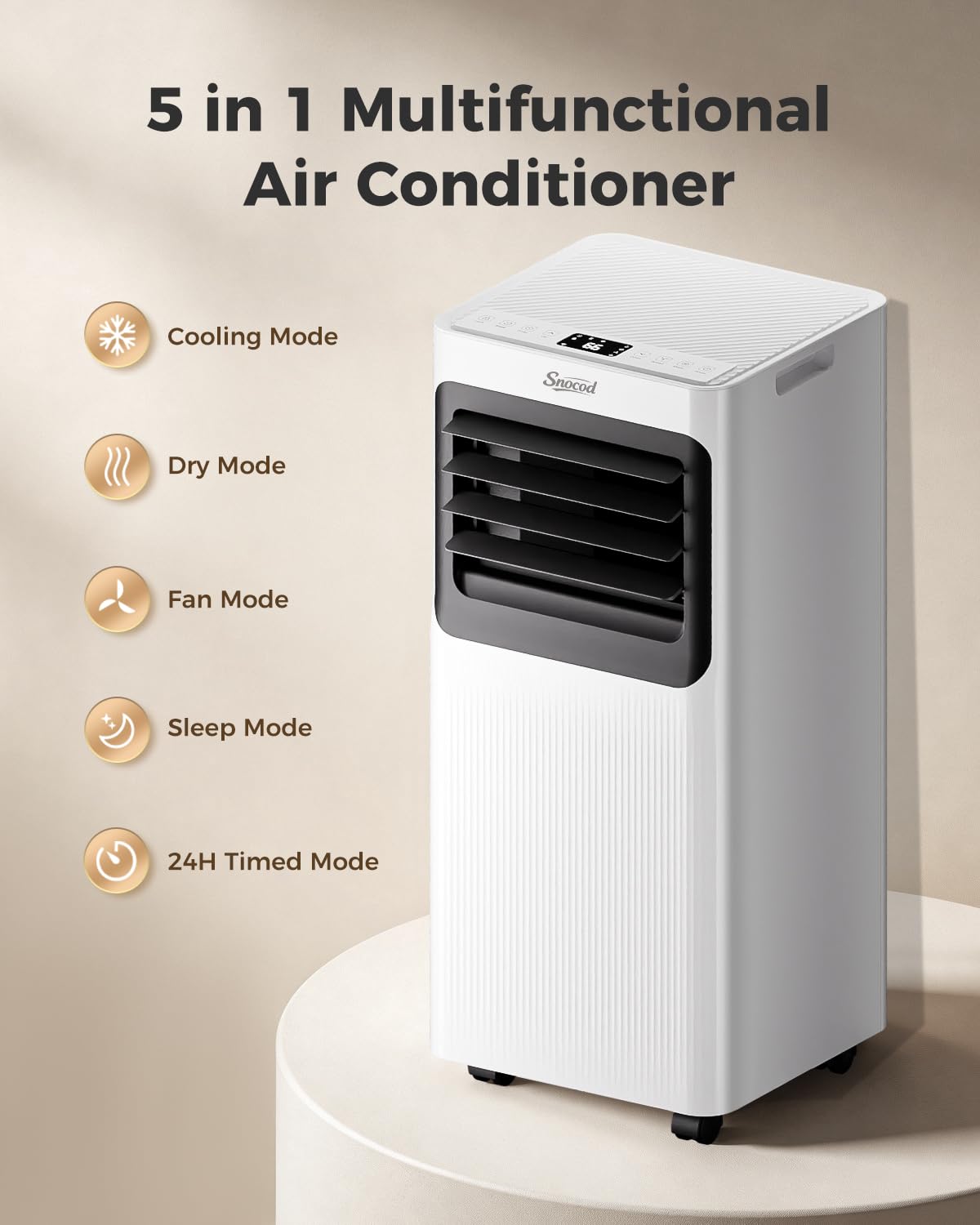 16000 BTU Portable Air Conditioners for Large Room up to 750 Sq. Ft., 5-in-1 Smart AC with WiFi App, Remote Control, Fast Cooling, Dehumidifier, Fan, Sleep Mode, 24H Timer & Window Kit